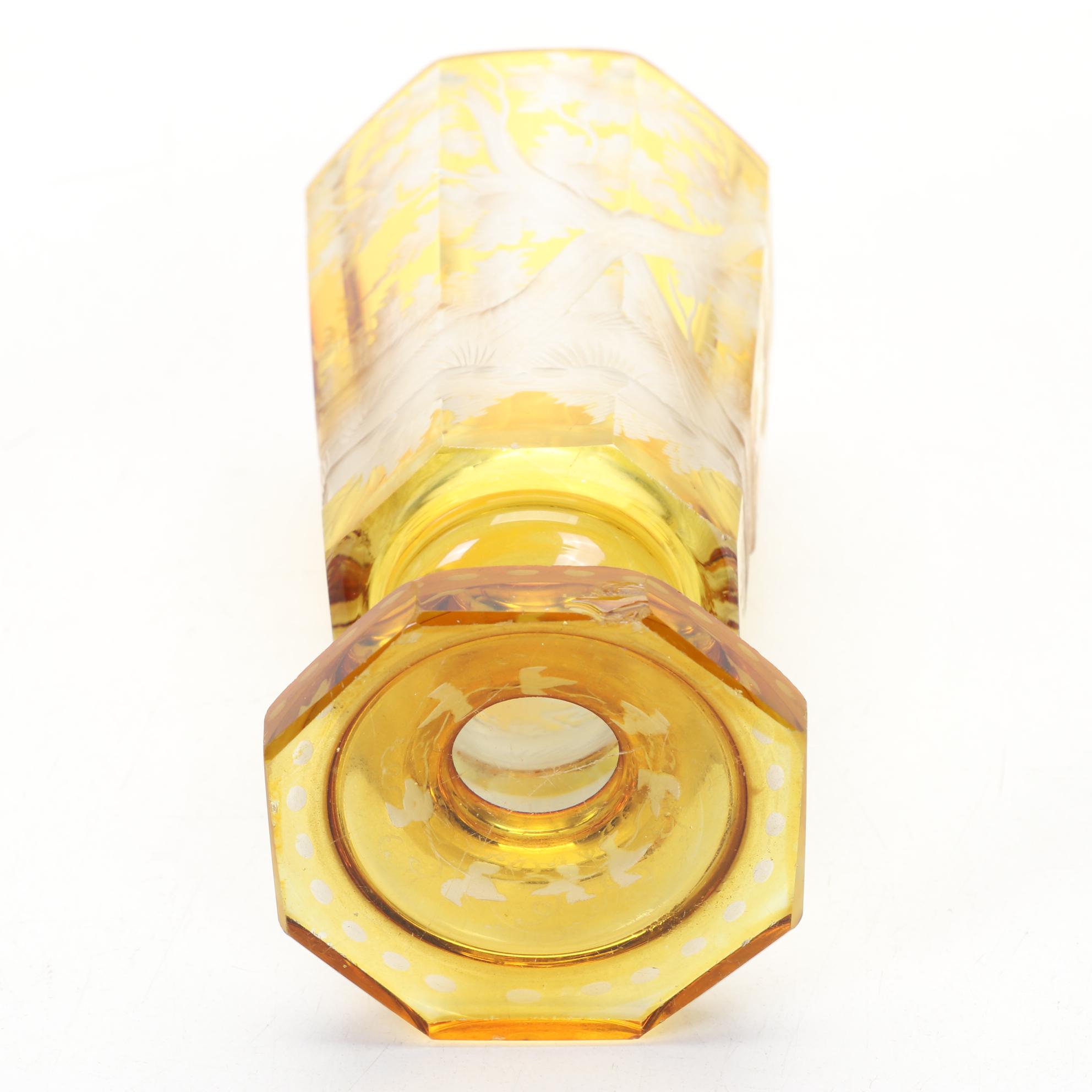 Antique European Amber Cut to Clear Stag Goblets Personalized For Owner