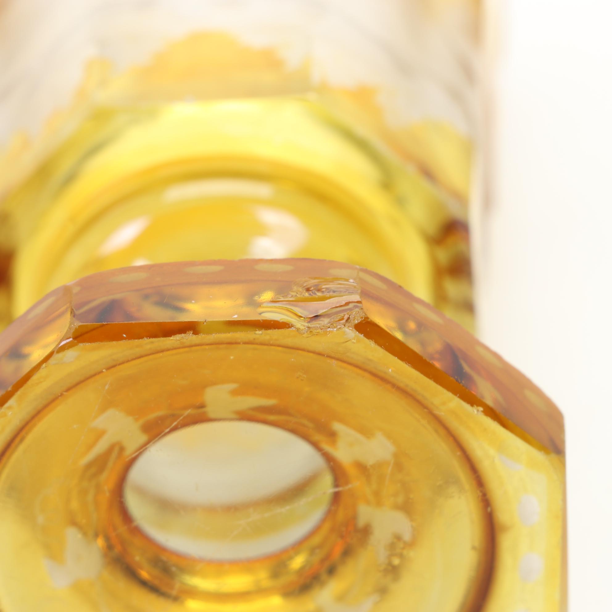 Antique European Amber Cut to Clear Stag Goblets Personalized For Owner