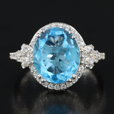 Sterling Topaz and Sapphire Ring