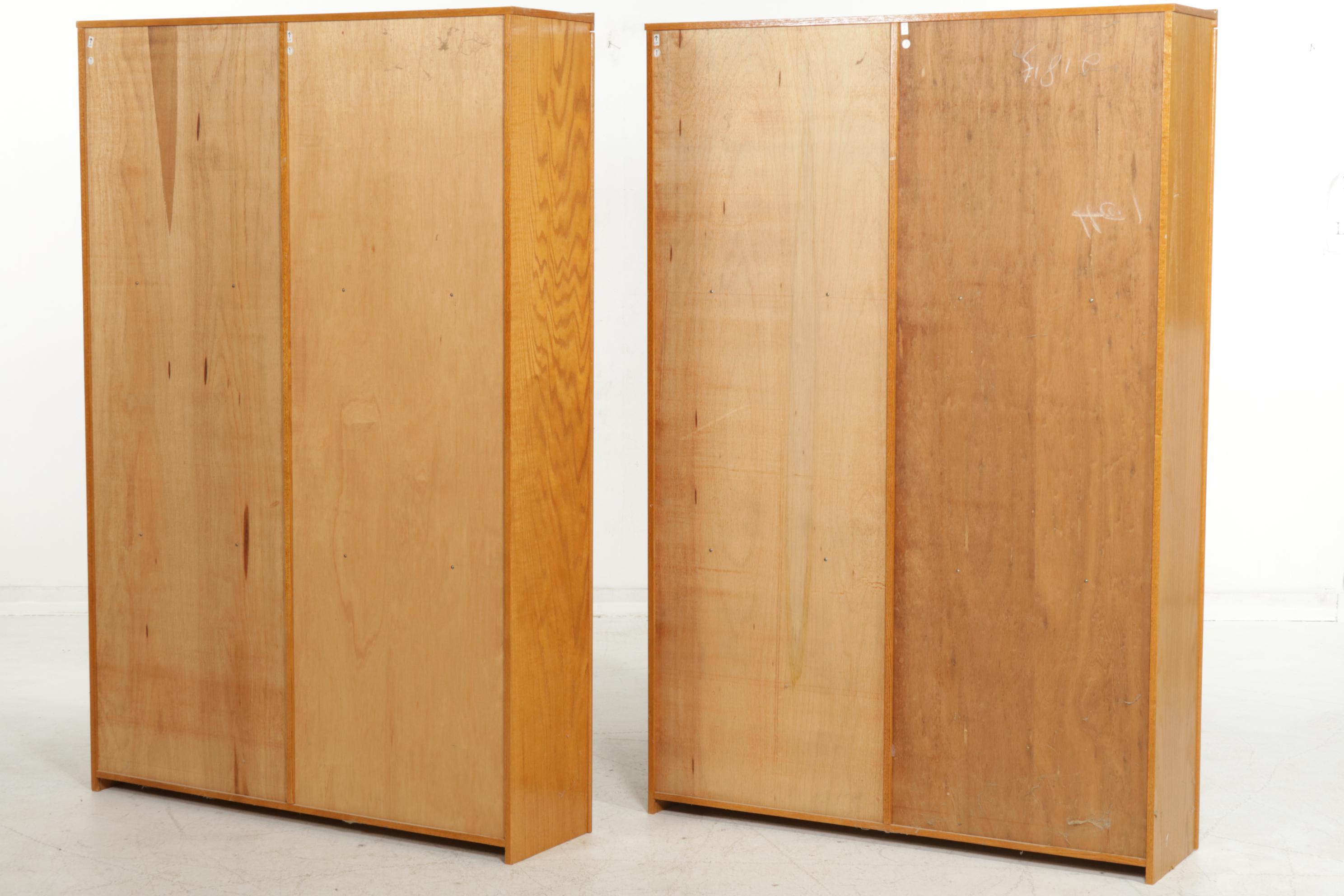 Pair of Modernist Style Oak Double Bookcases