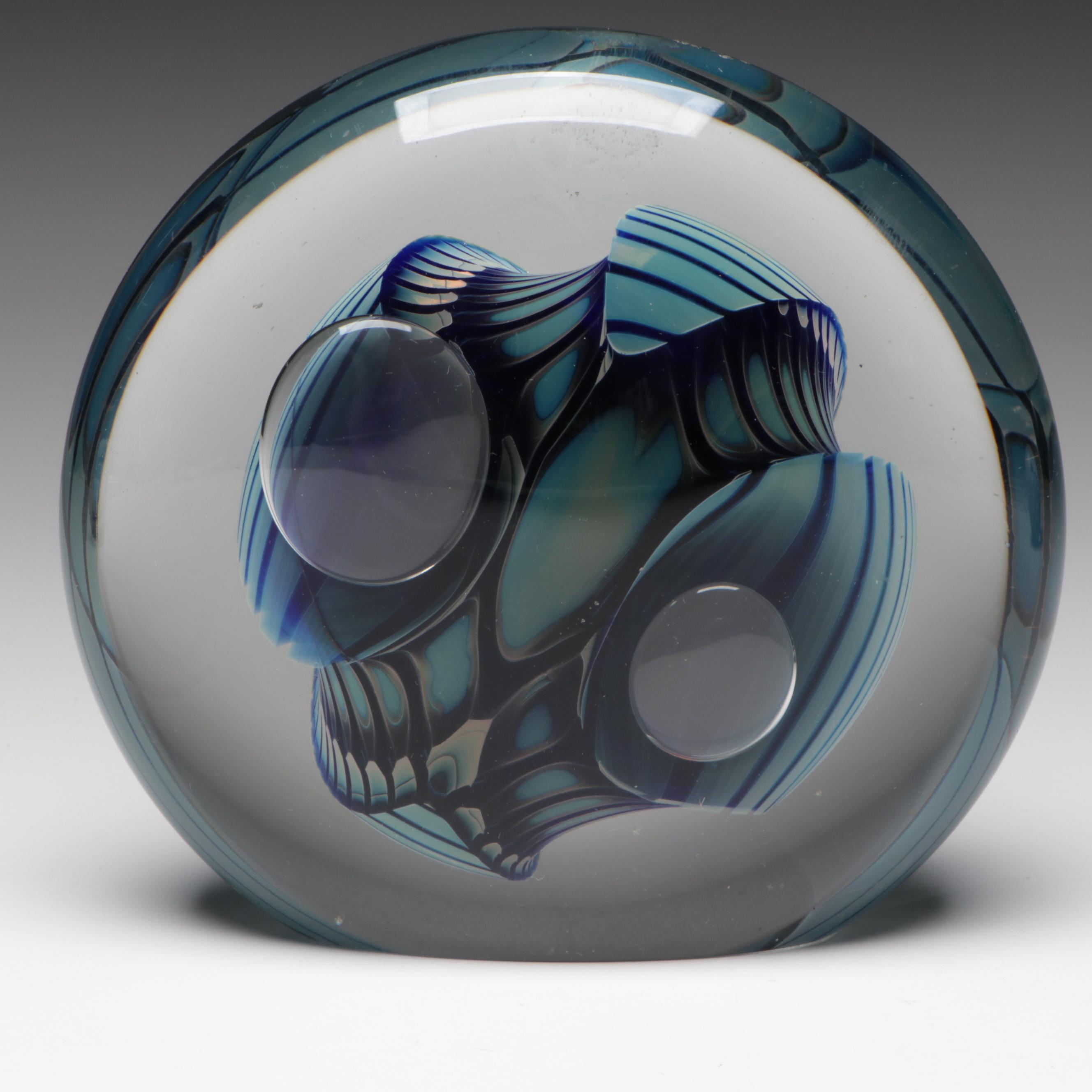 Robert Eickholt Handmade Art Glass Paperweight with Other Paperweights