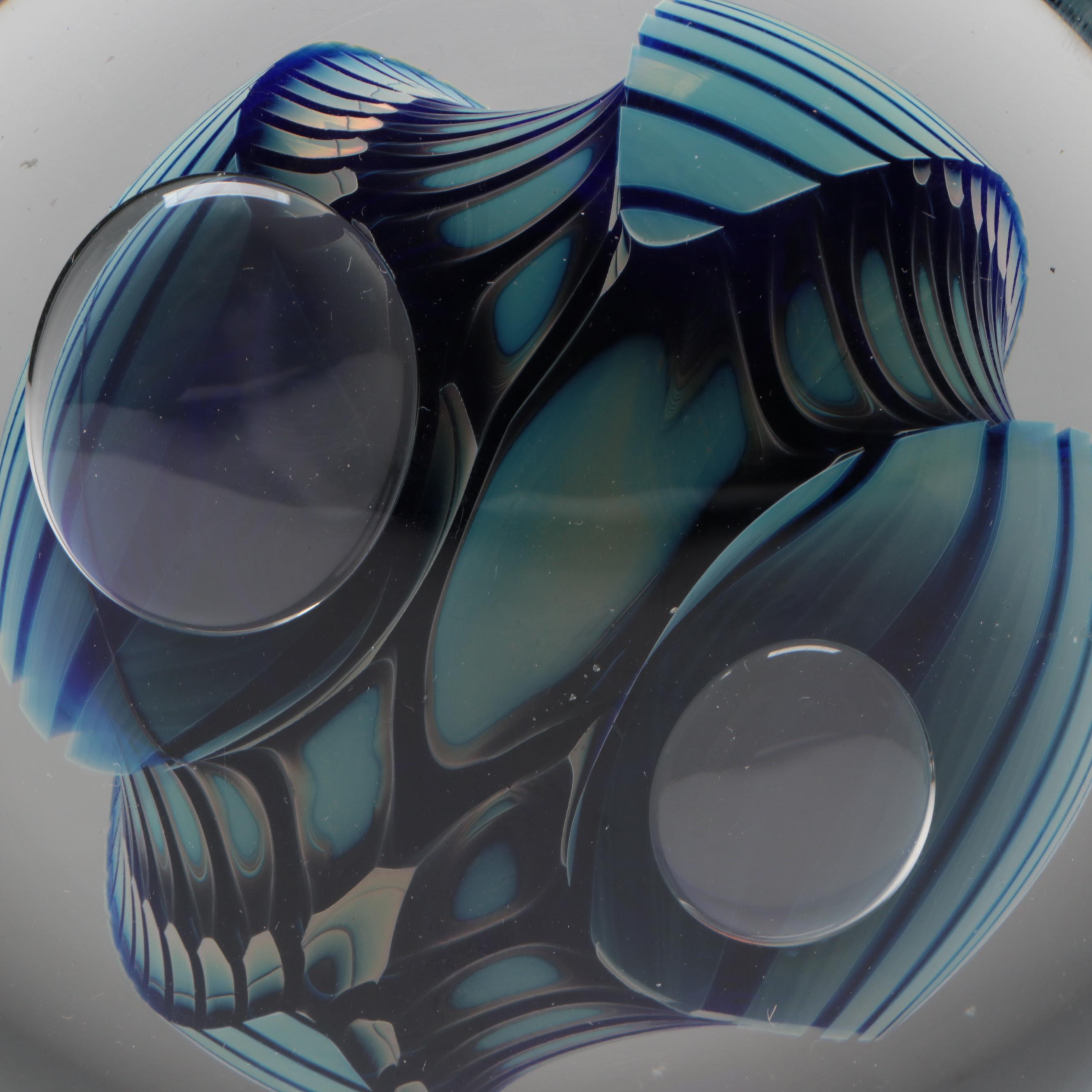 Robert Eickholt Handmade Art Glass Paperweight with Other Paperweights