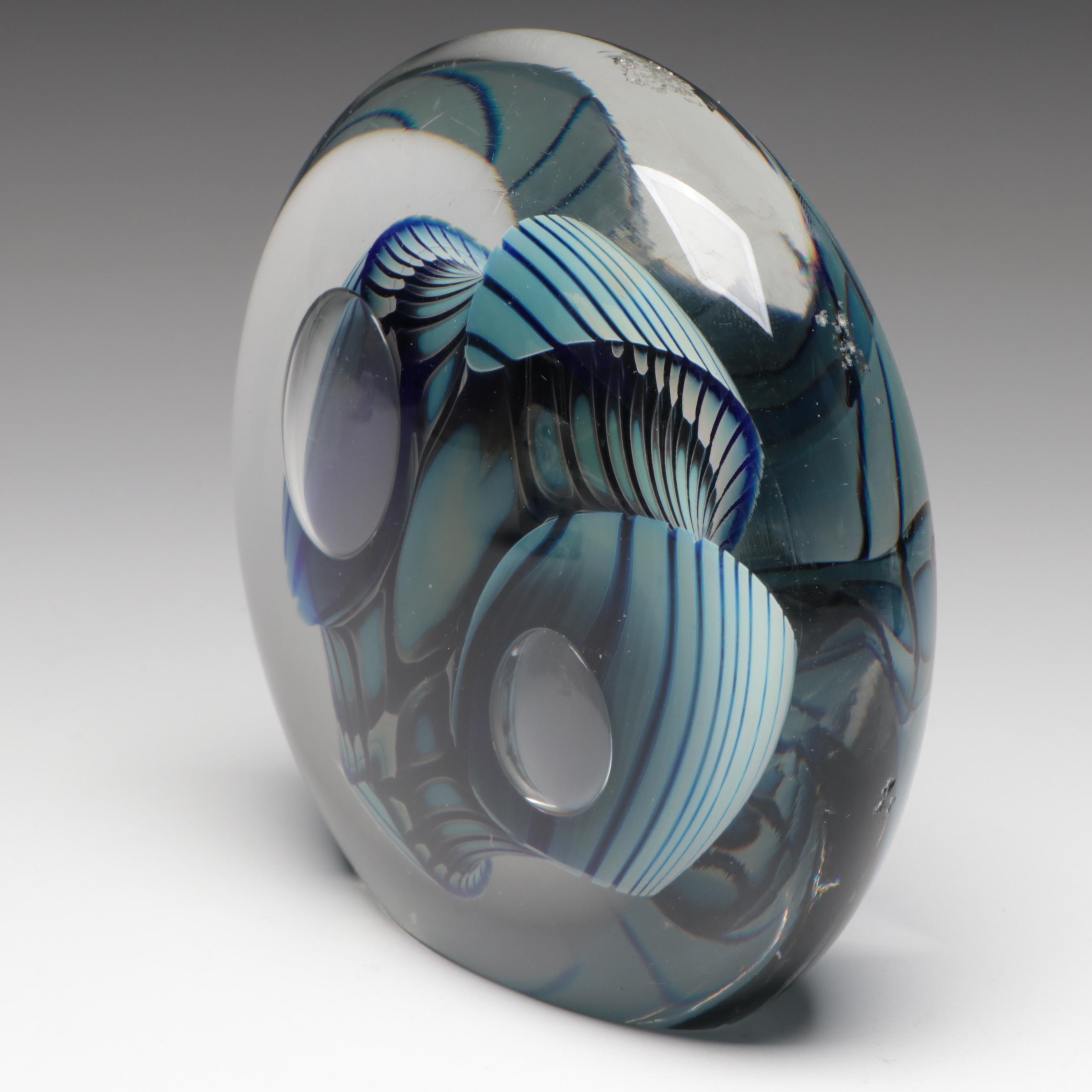 Robert Eickholt Handmade Art Glass Paperweight with Other Paperweights