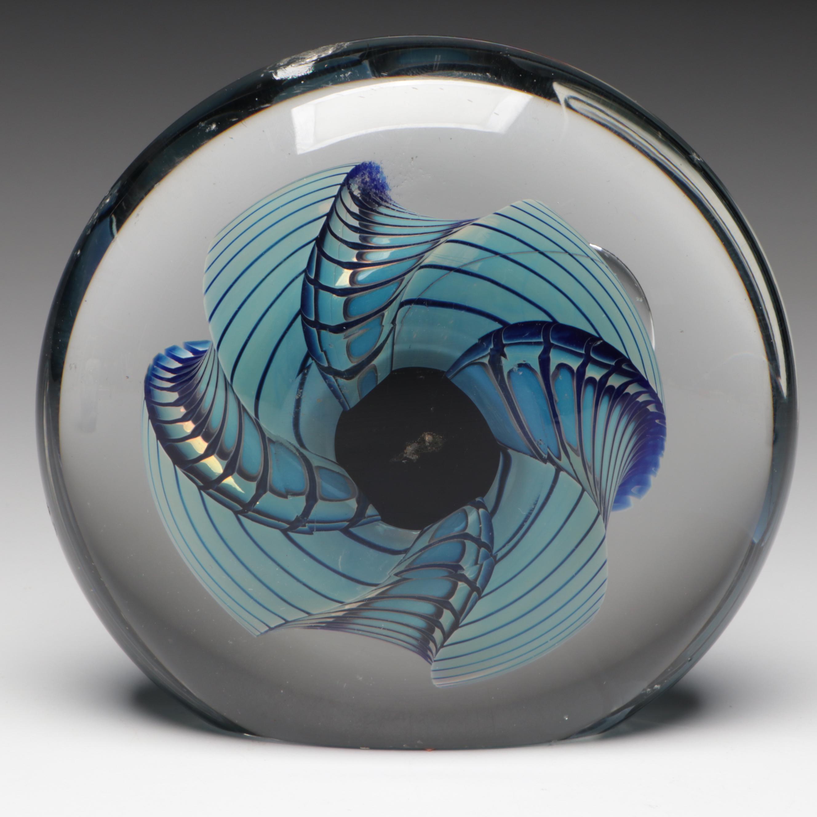 Robert Eickholt Handmade Art Glass Paperweight with Other Paperweights