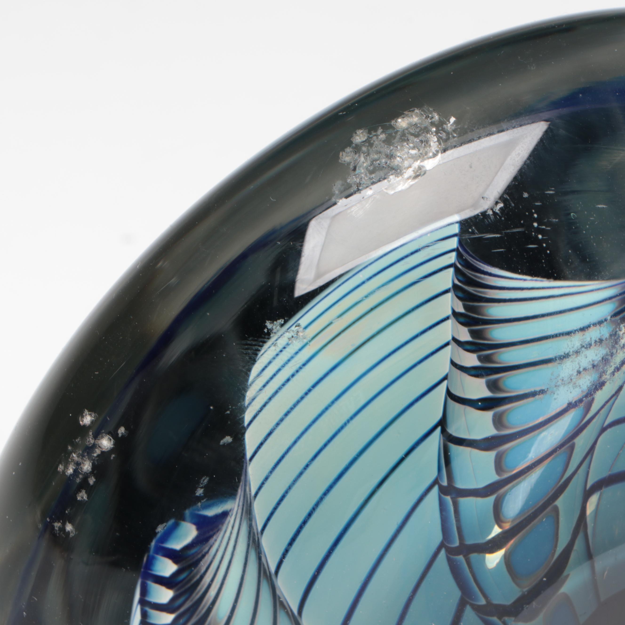 Robert Eickholt Handmade Art Glass Paperweight with Other Paperweights