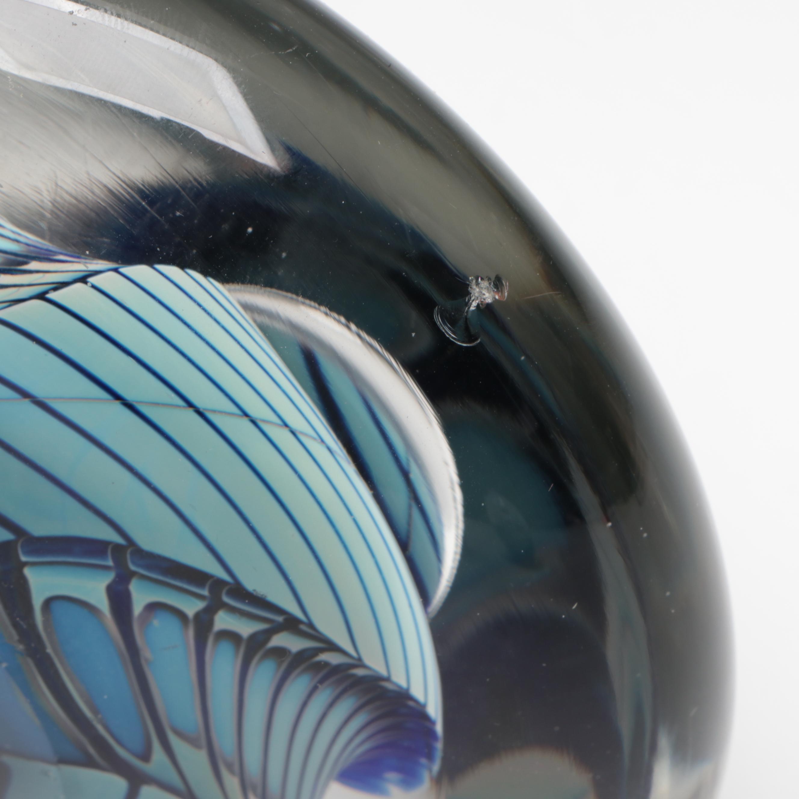 Robert Eickholt Handmade Art Glass Paperweight with Other Paperweights