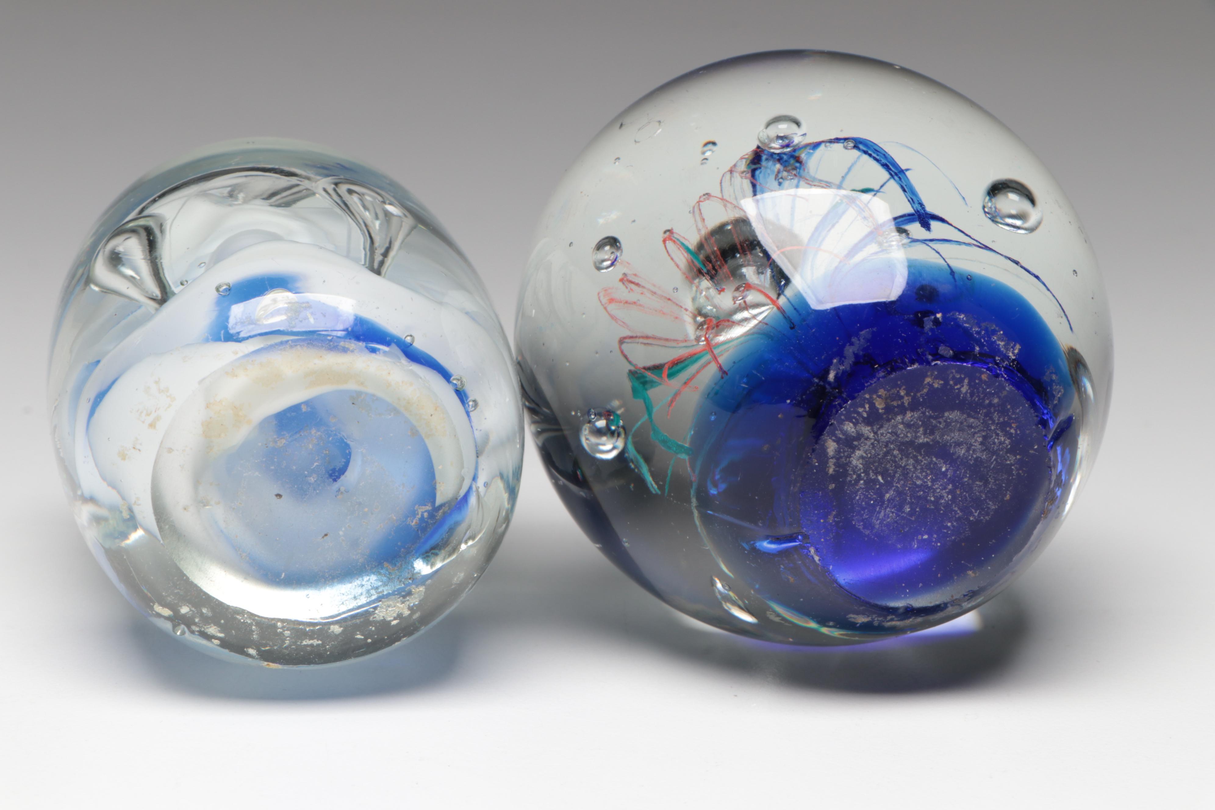 Robert Eickholt Handmade Art Glass Paperweight with Other Paperweights