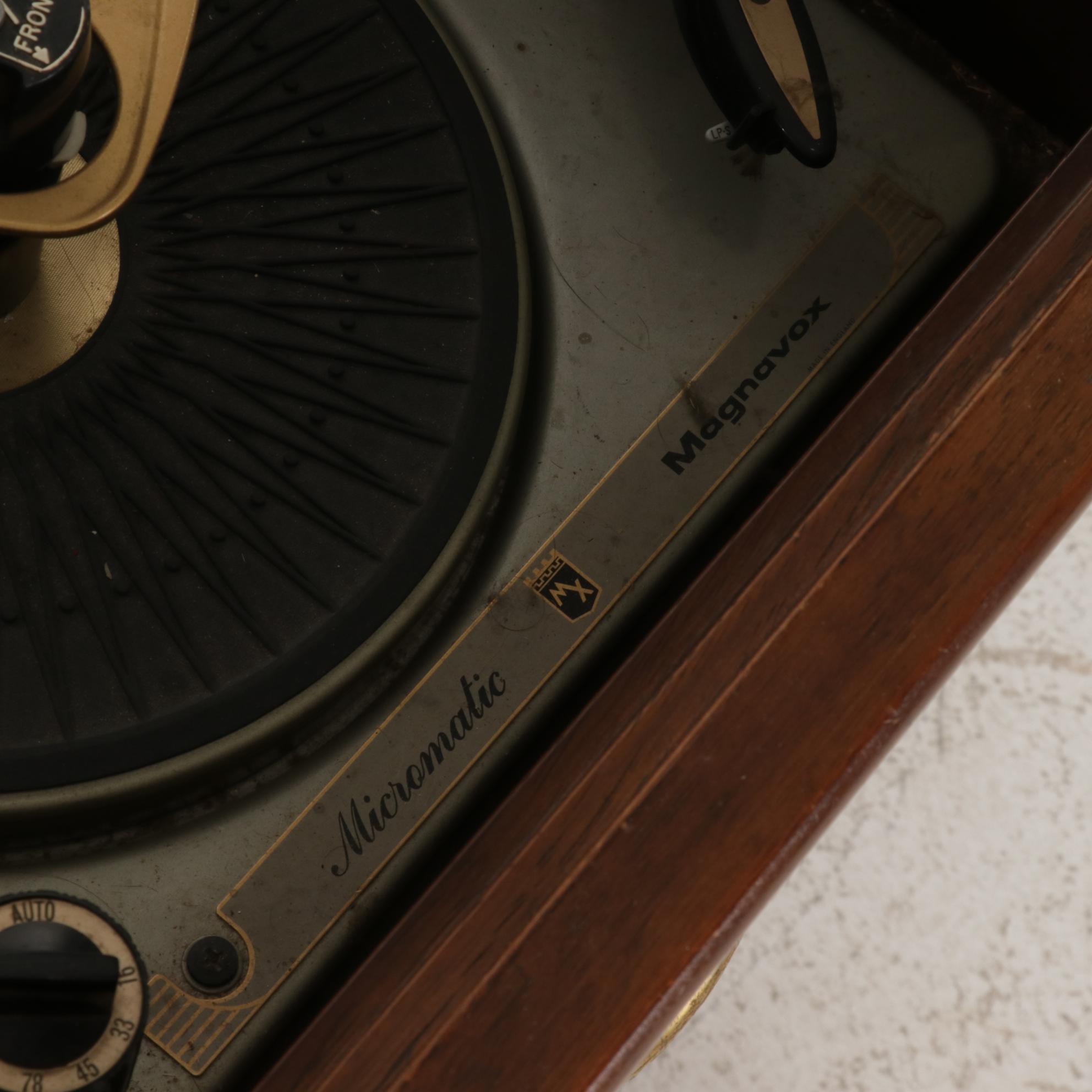 Magnavox "Micromatic" Walnut-Stained Stereo Console Cabinet, Mid-20th Century