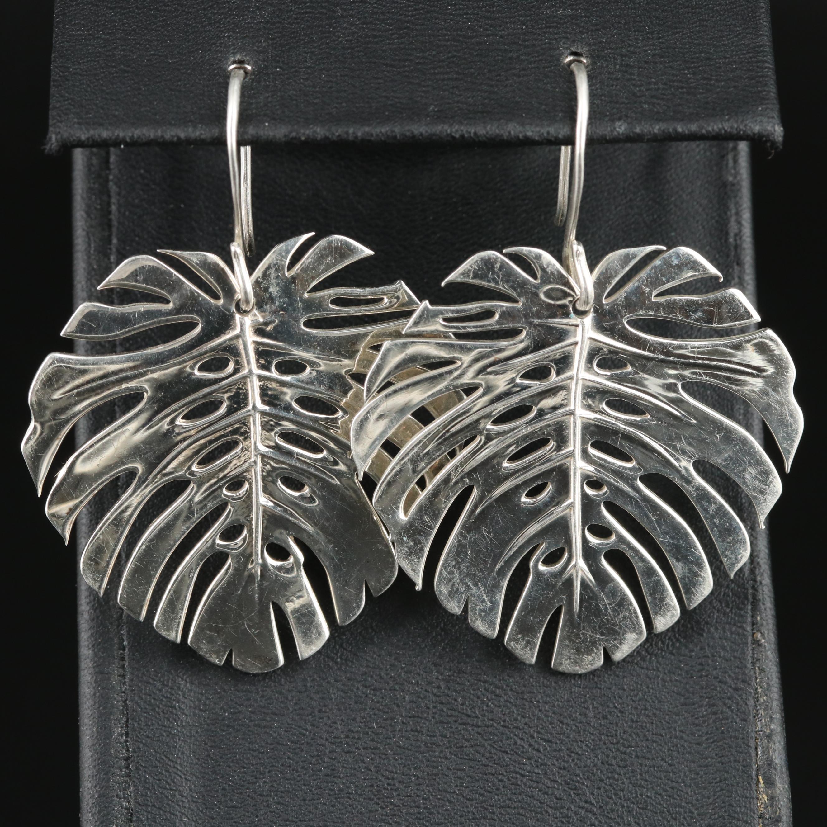 Sterling Palmette Pendant Earrings