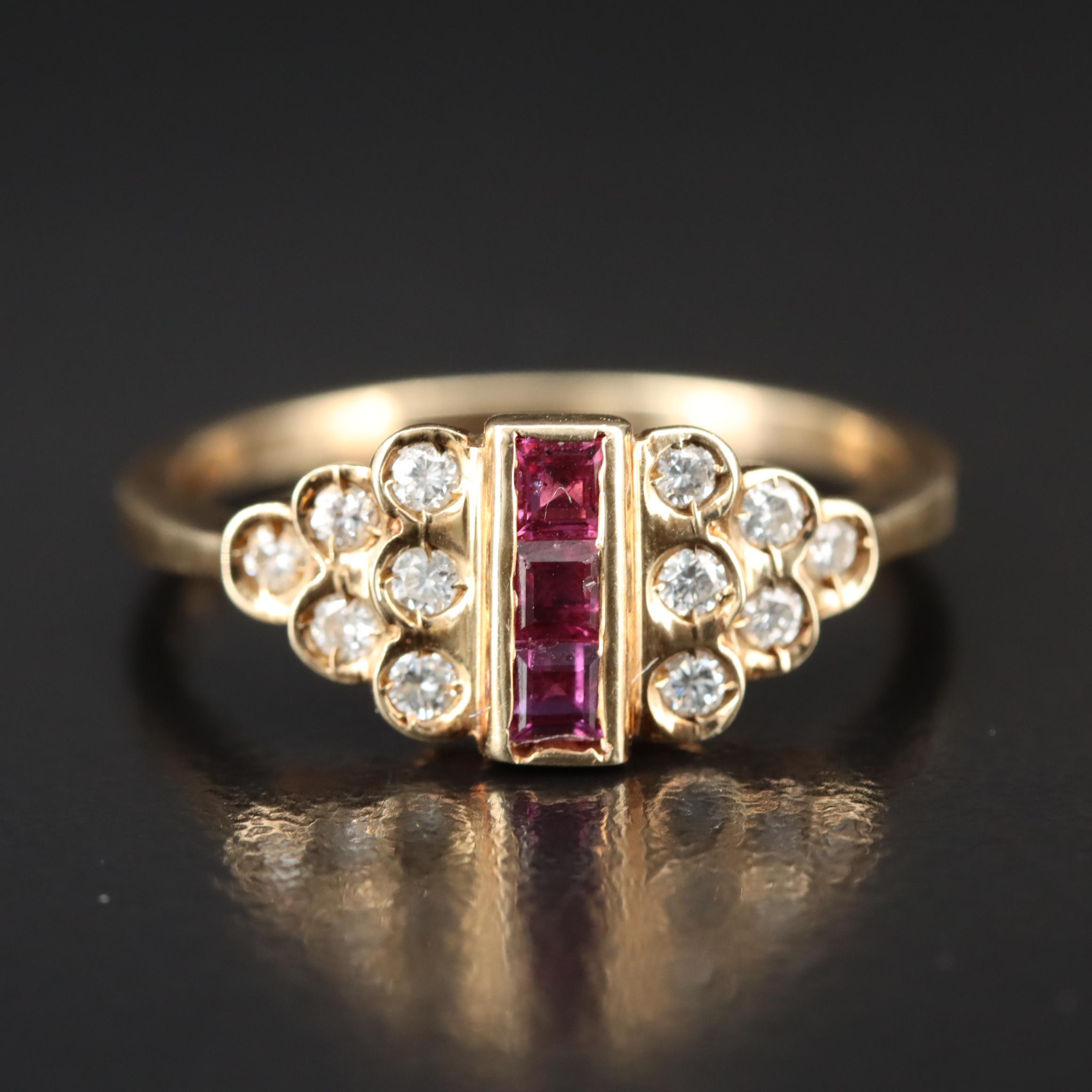 14K Ruby and Diamond Tiered Ring