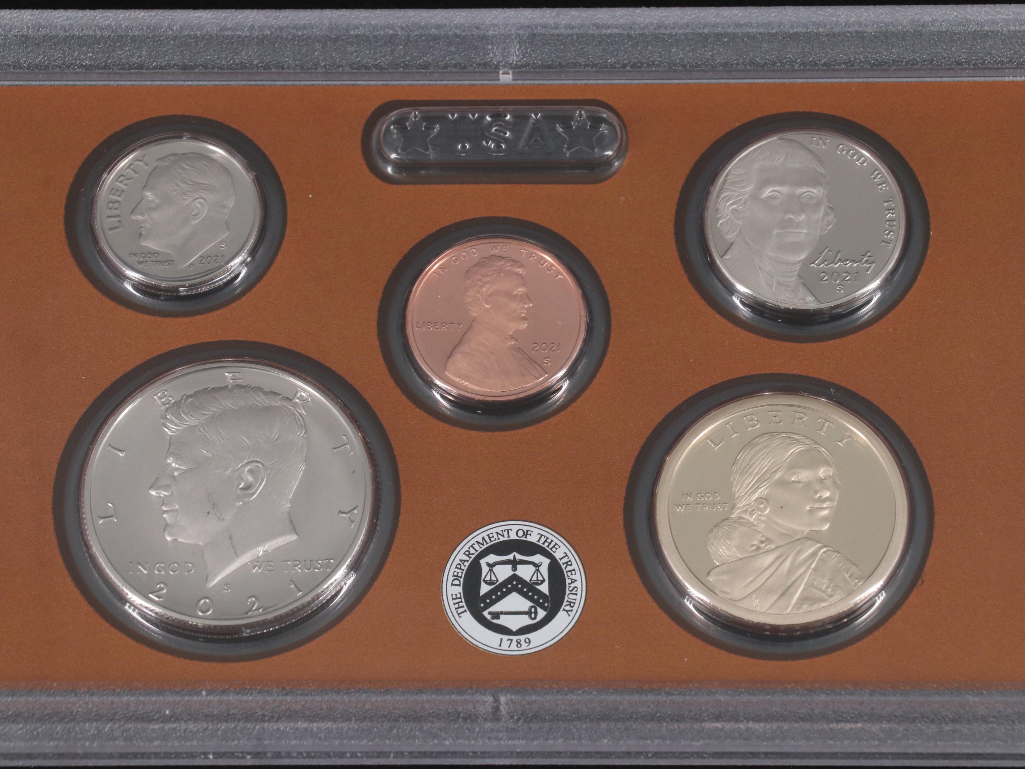 Four Different United States Proof Sets Dated Between 2013-2021