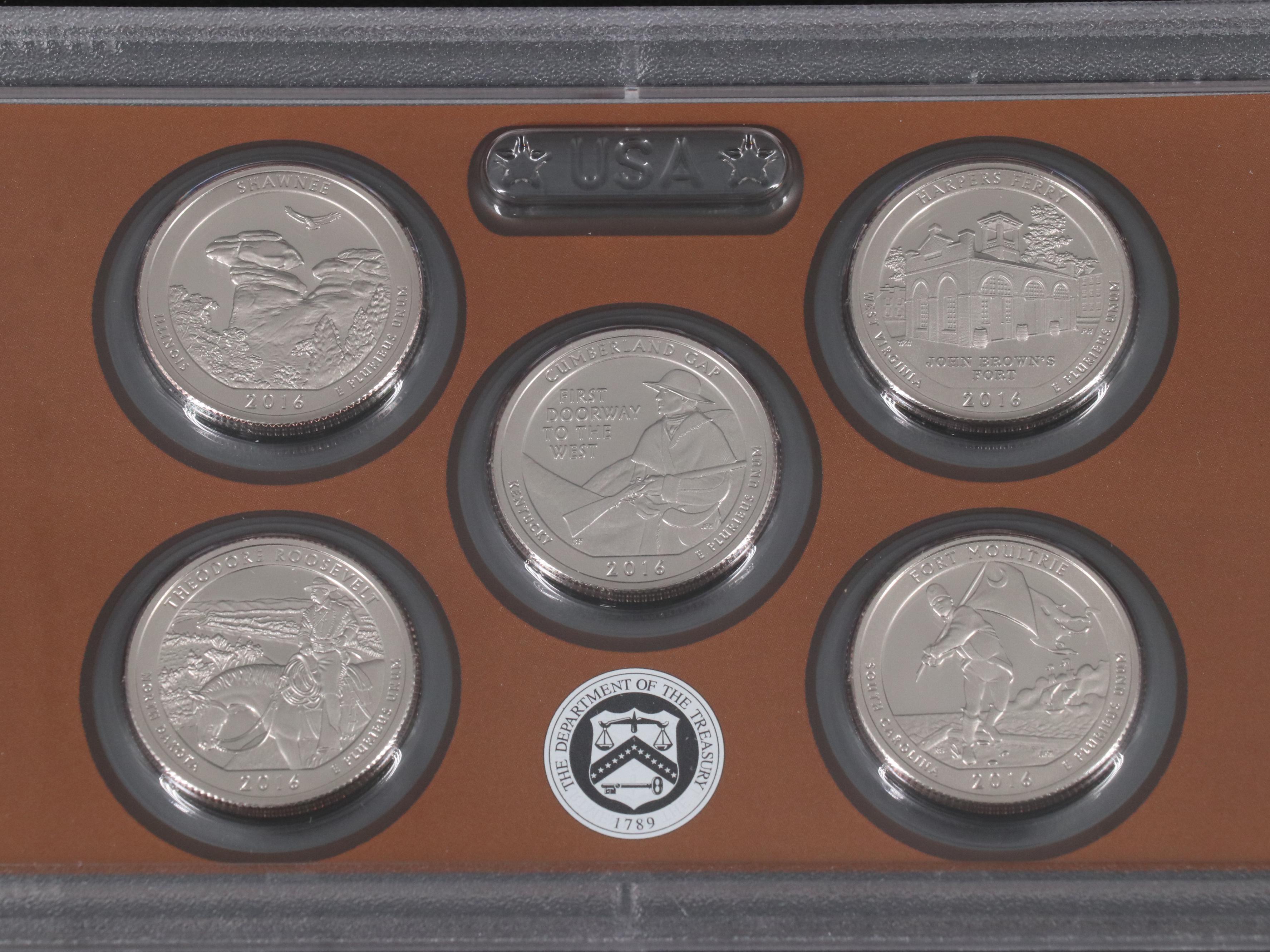 Four Different United States Proof Sets Dated Between 2013-2021