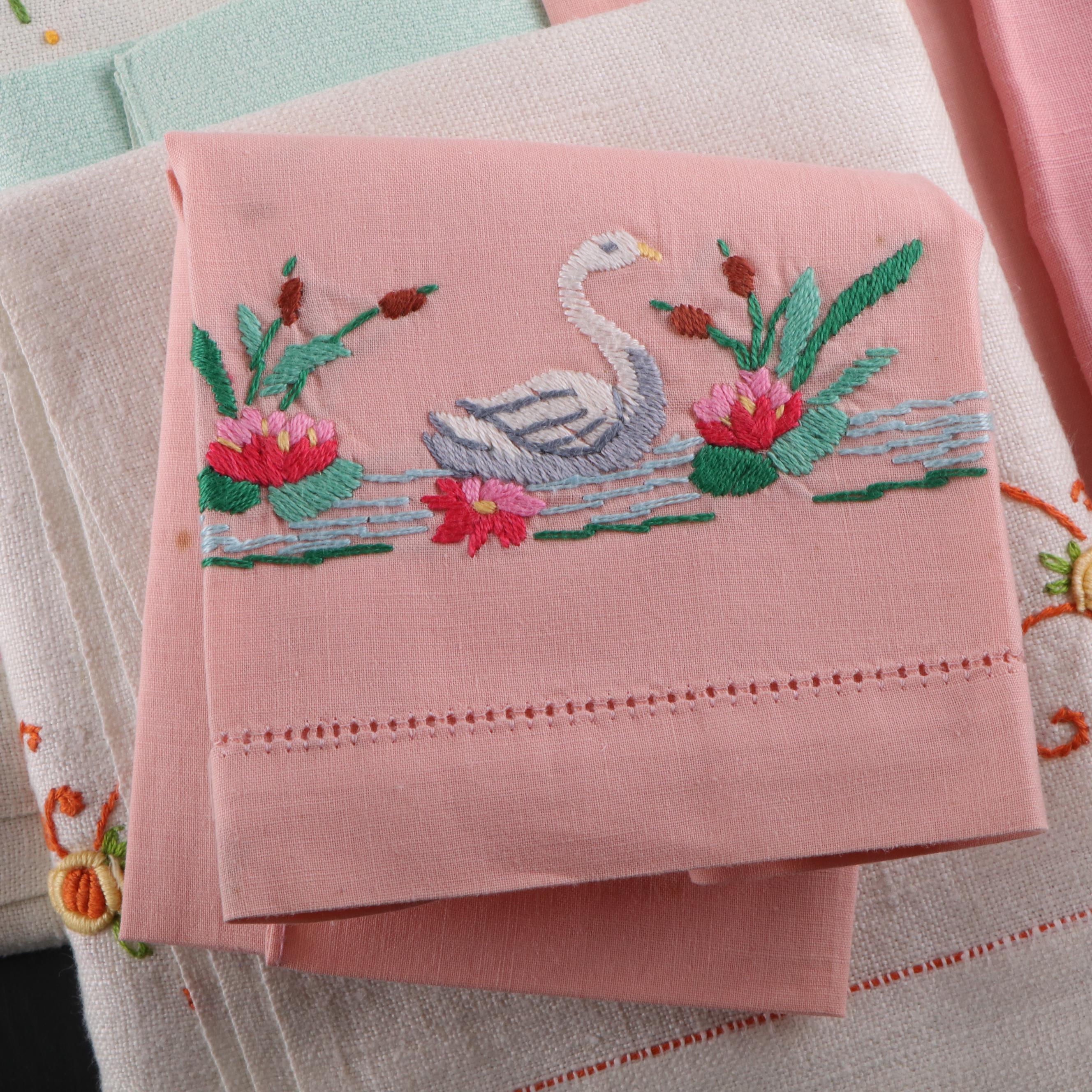 Embroidered with Lace and Other Table Linens, Early to Mid-20th Century