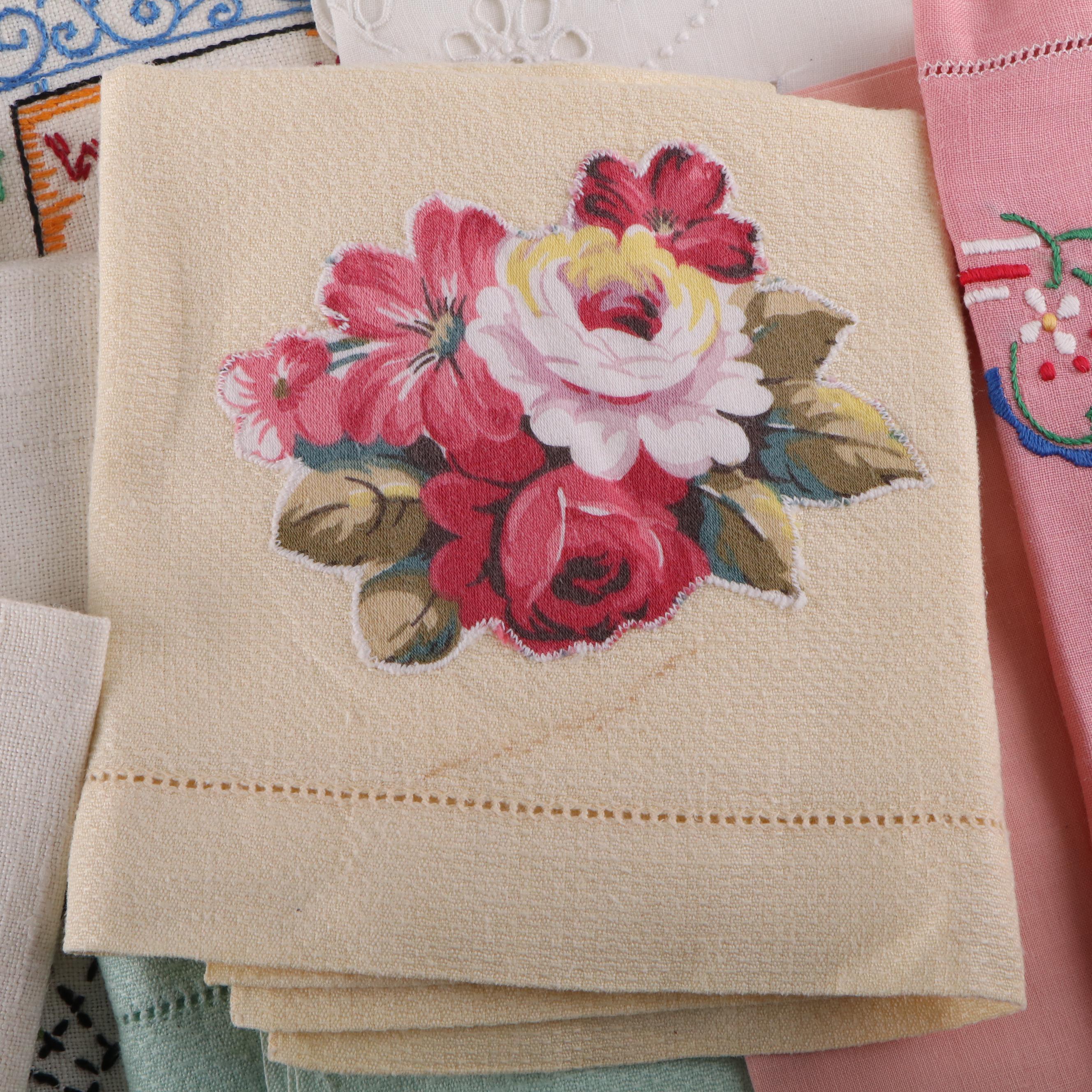 Embroidered with Lace and Other Table Linens, Early to Mid-20th Century