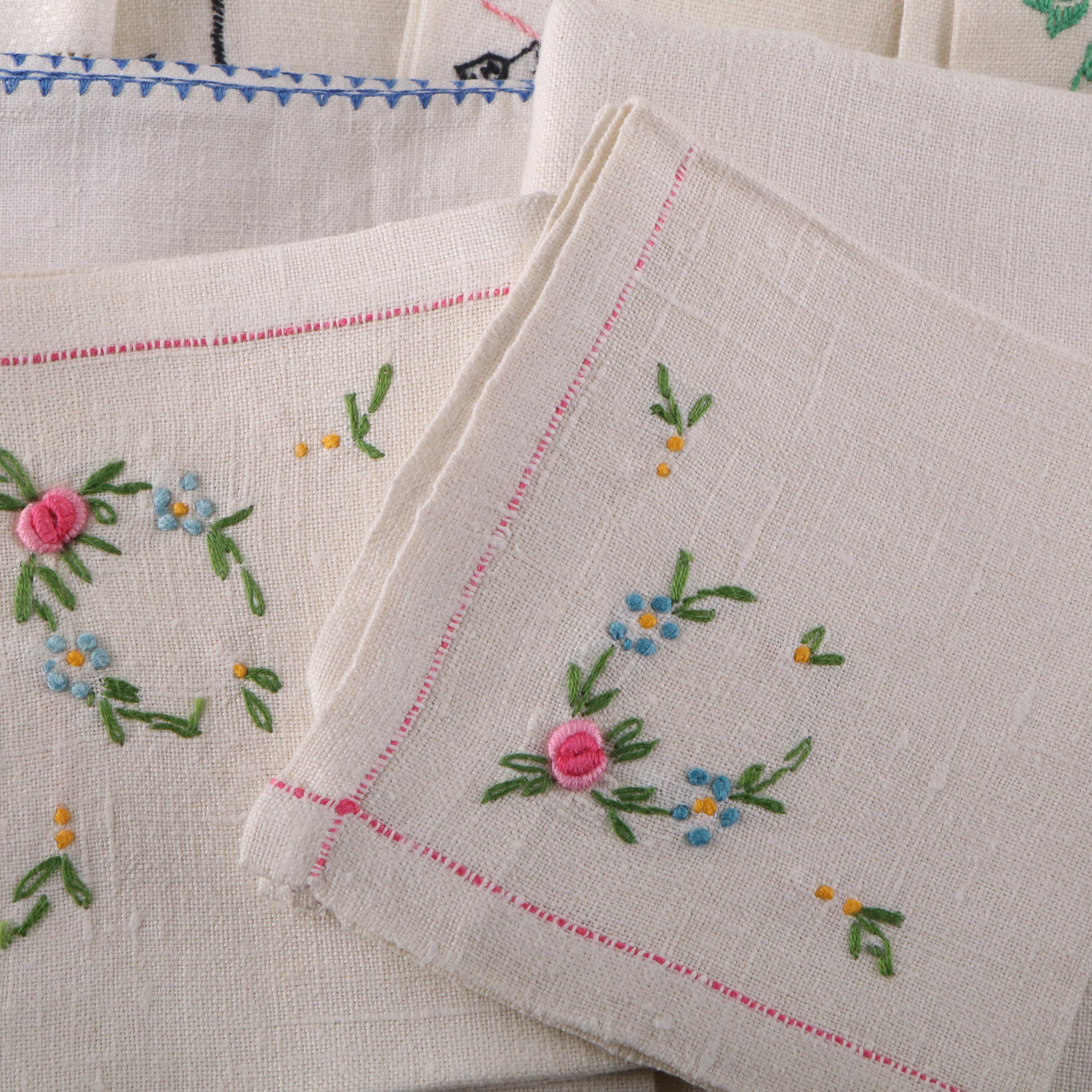 Embroidered with Lace and Other Table Linens, Early to Mid-20th Century