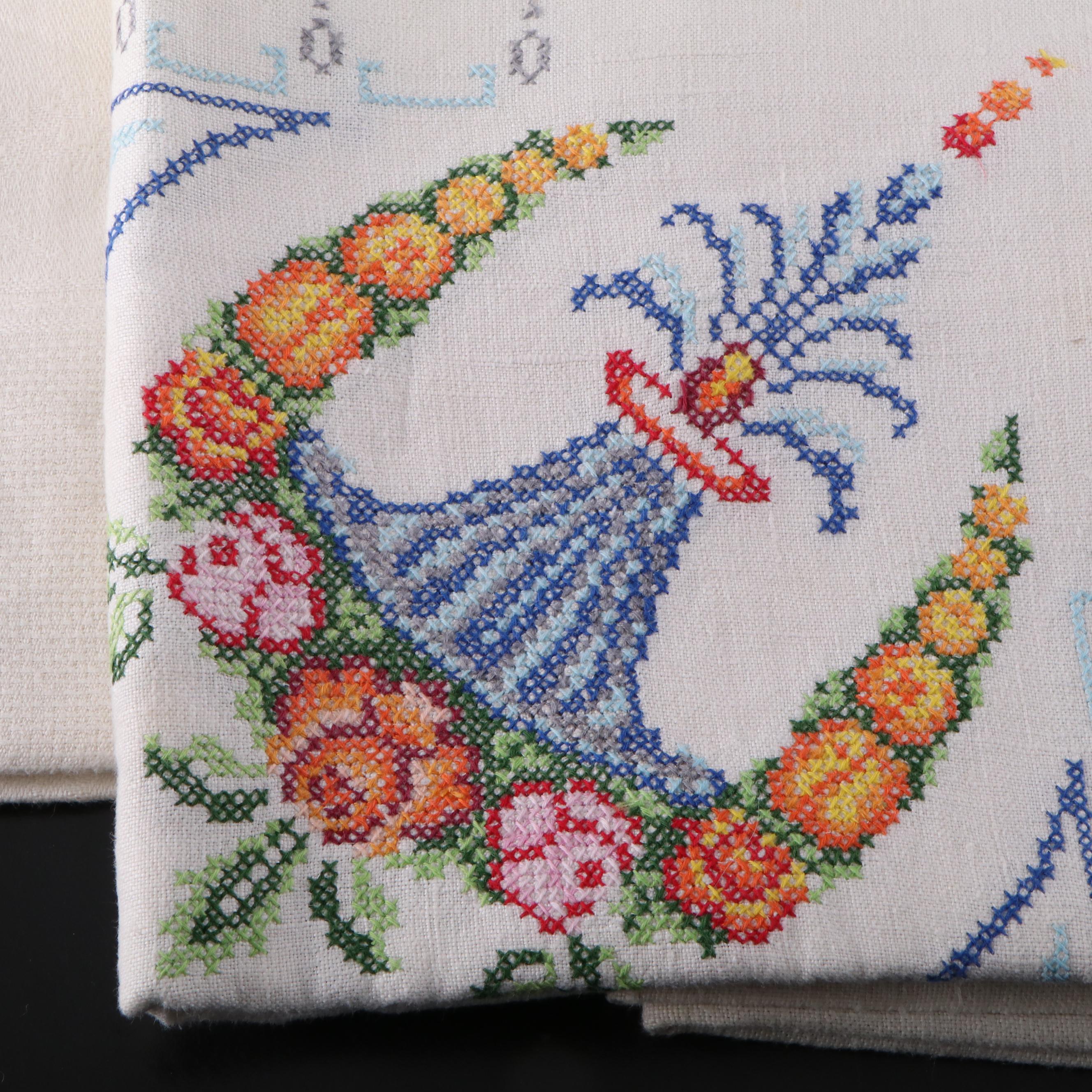 Embroidered with Lace and Other Table Linens, Early to Mid-20th Century