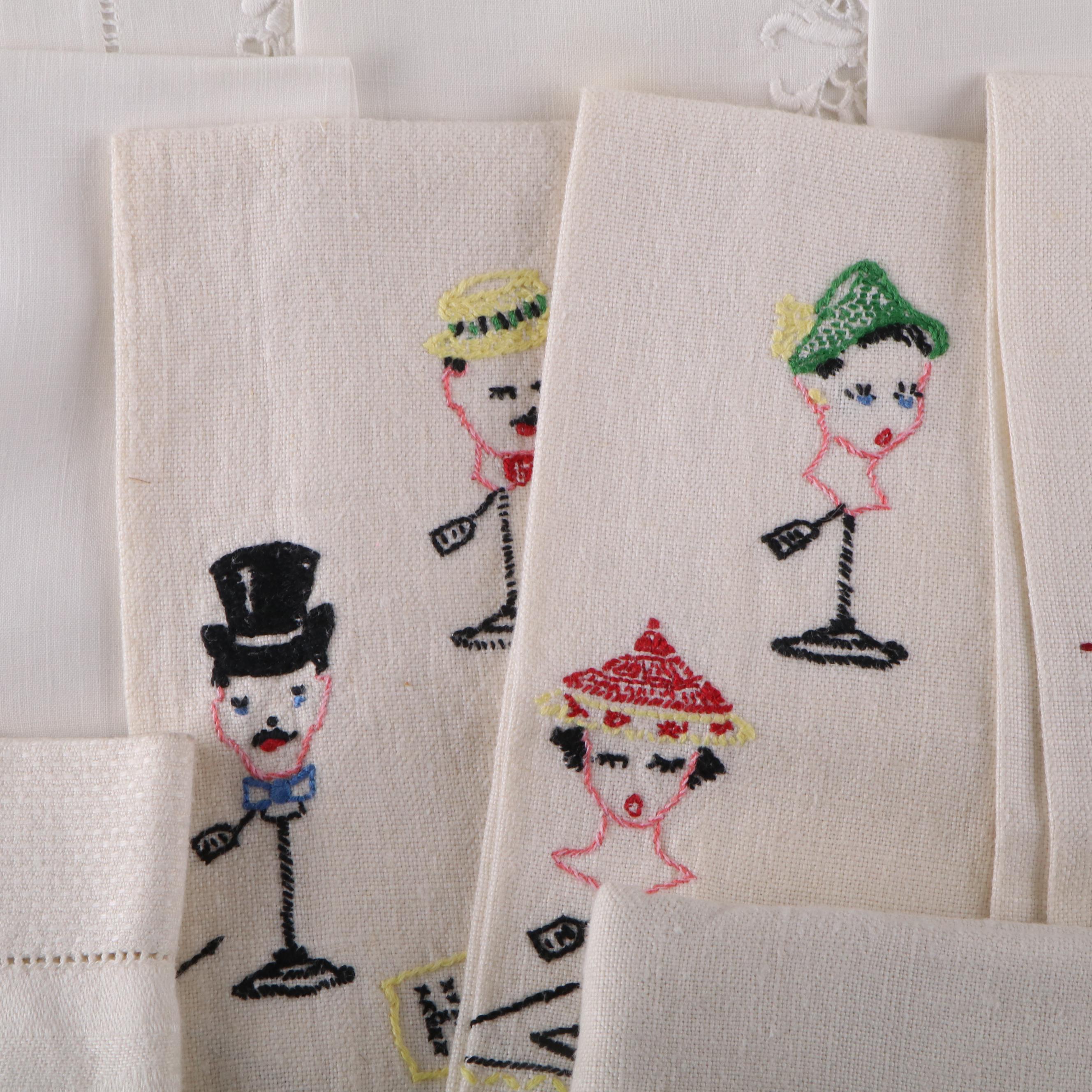 Embroidered with Lace and Other Table Linens, Early to Mid-20th Century