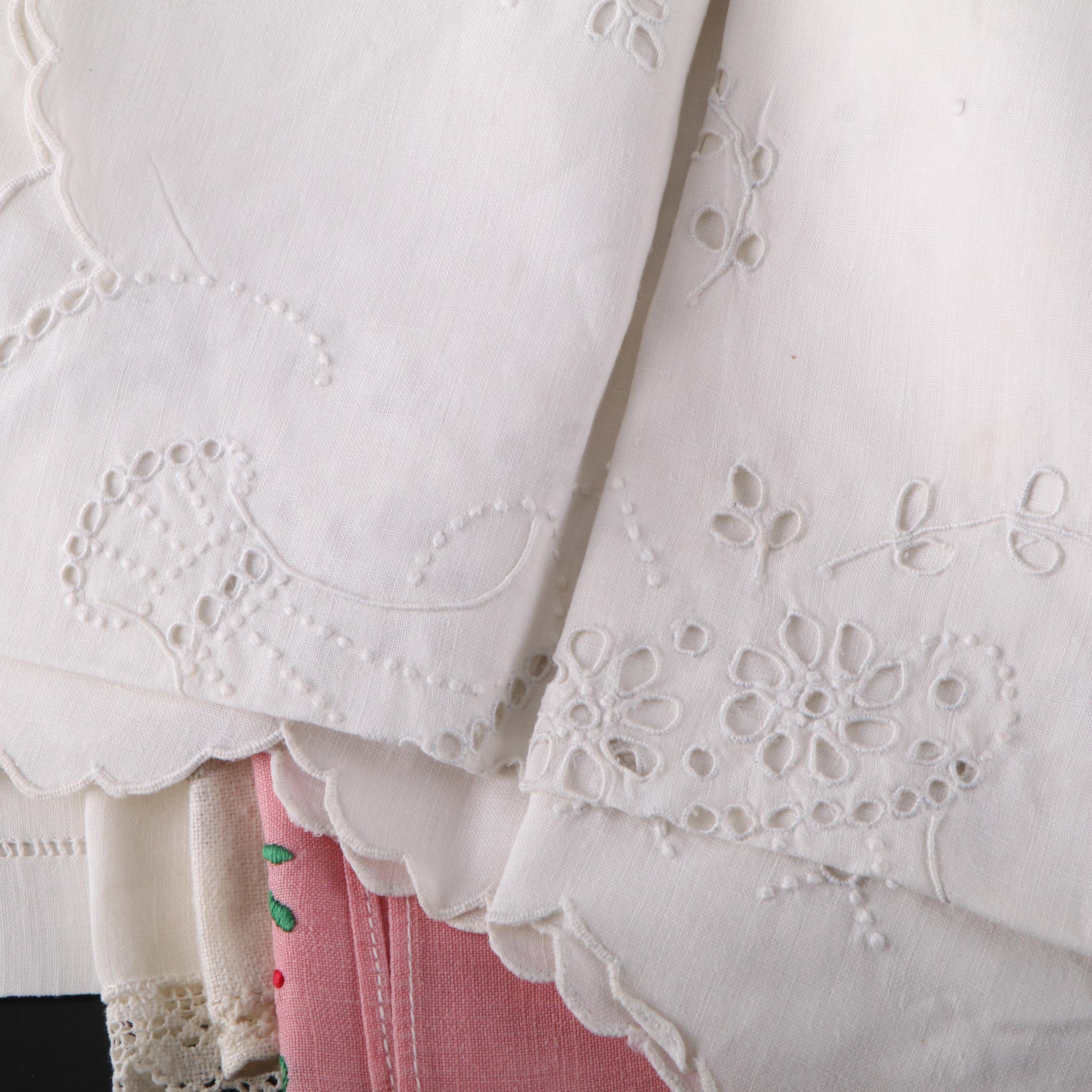 Embroidered with Lace and Other Table Linens, Early to Mid-20th Century