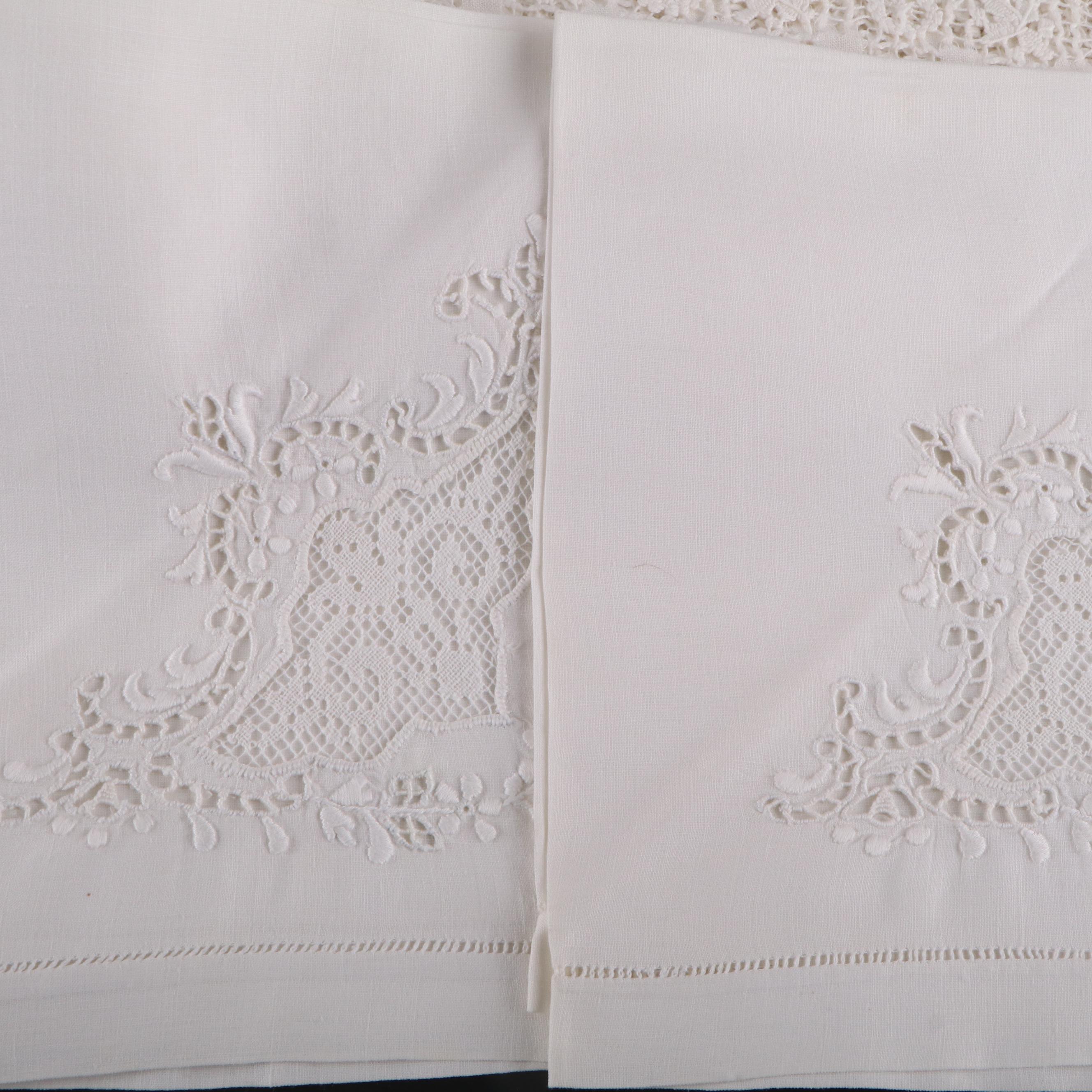 Embroidered with Lace and Other Table Linens, Early to Mid-20th Century