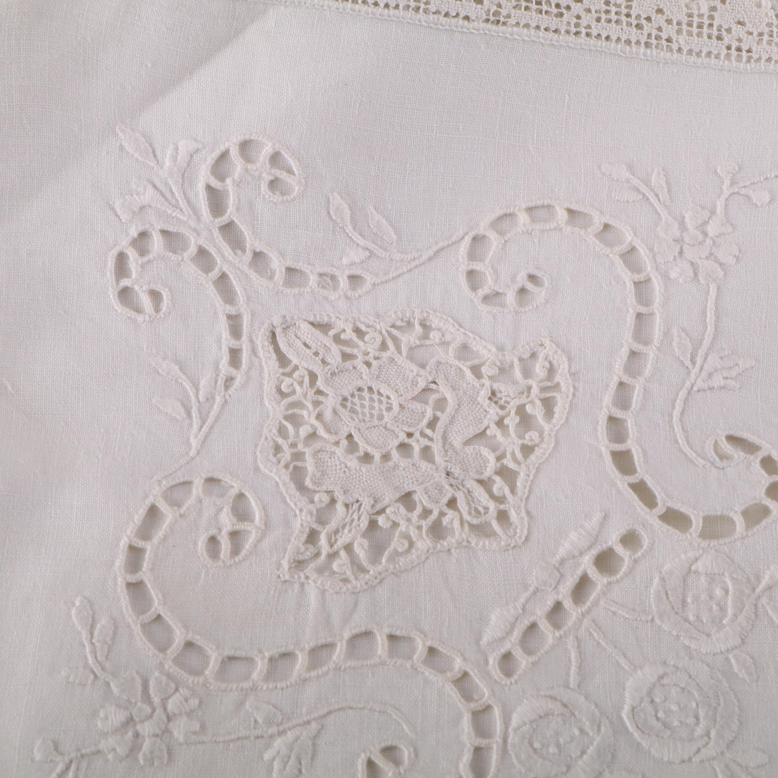 Embroidered with Lace and Other Table Linens, Early to Mid-20th Century
