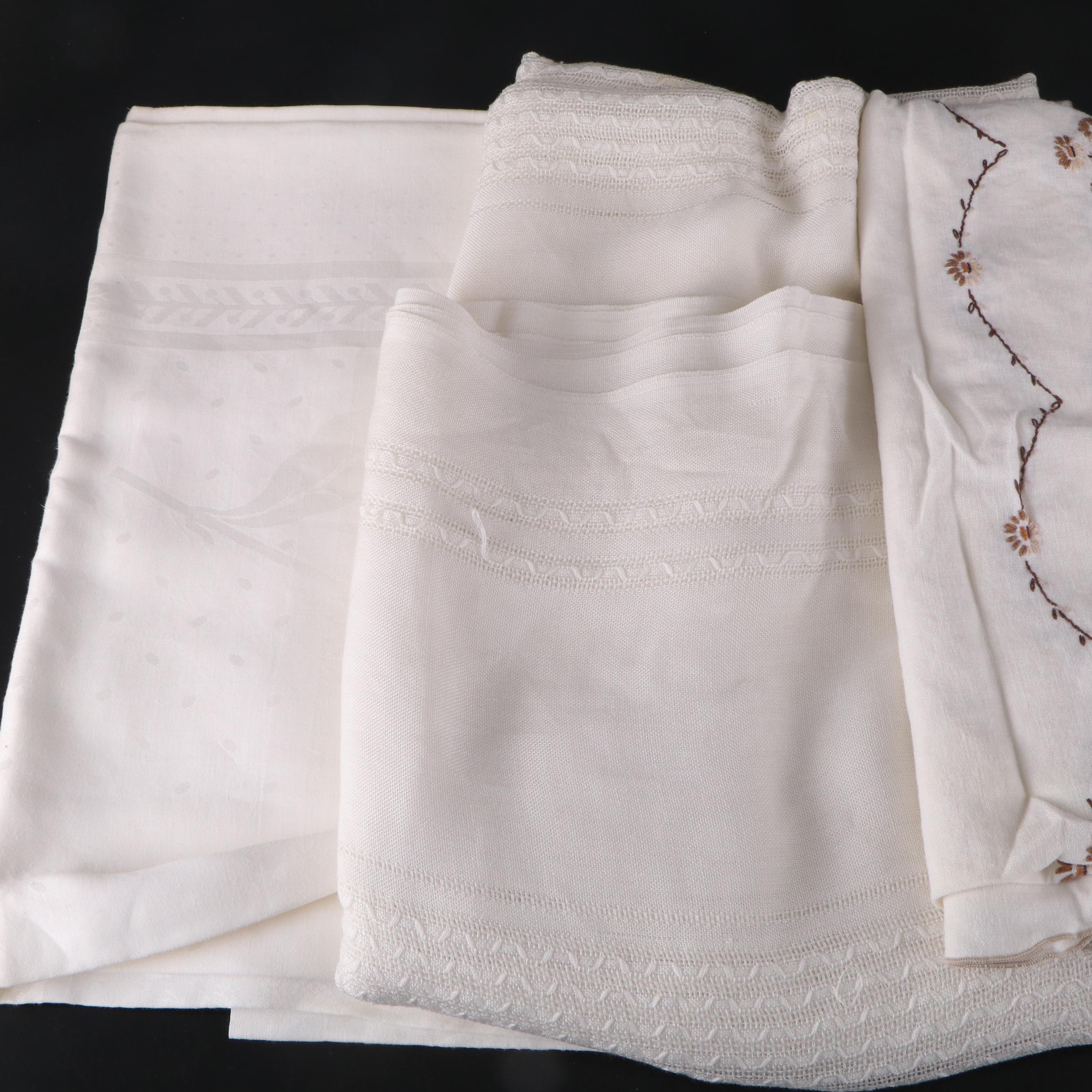 Embroidered with Lace and Other Table Linens, Early to Mid-20th Century