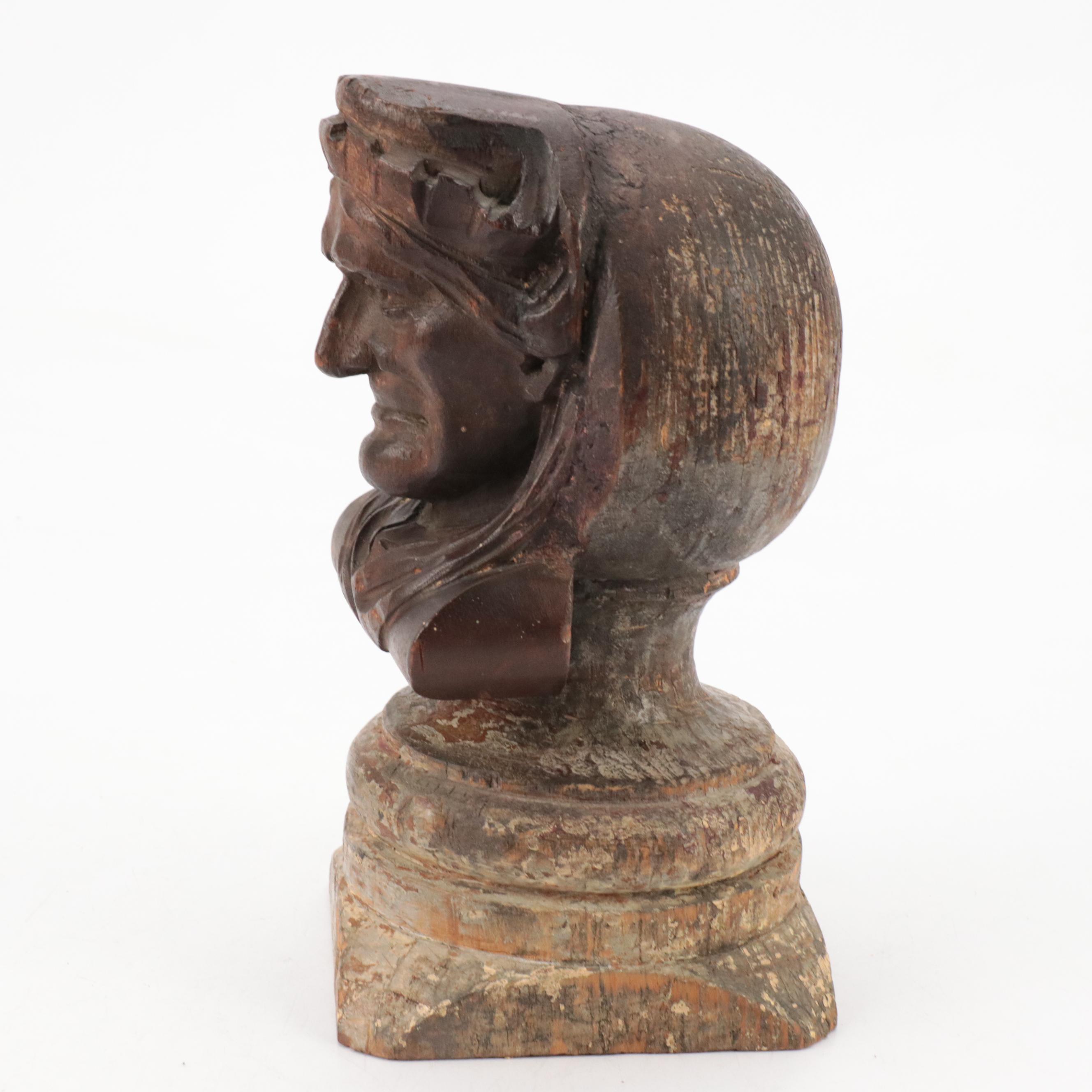 Continental Newel Post Carving, 19th Century