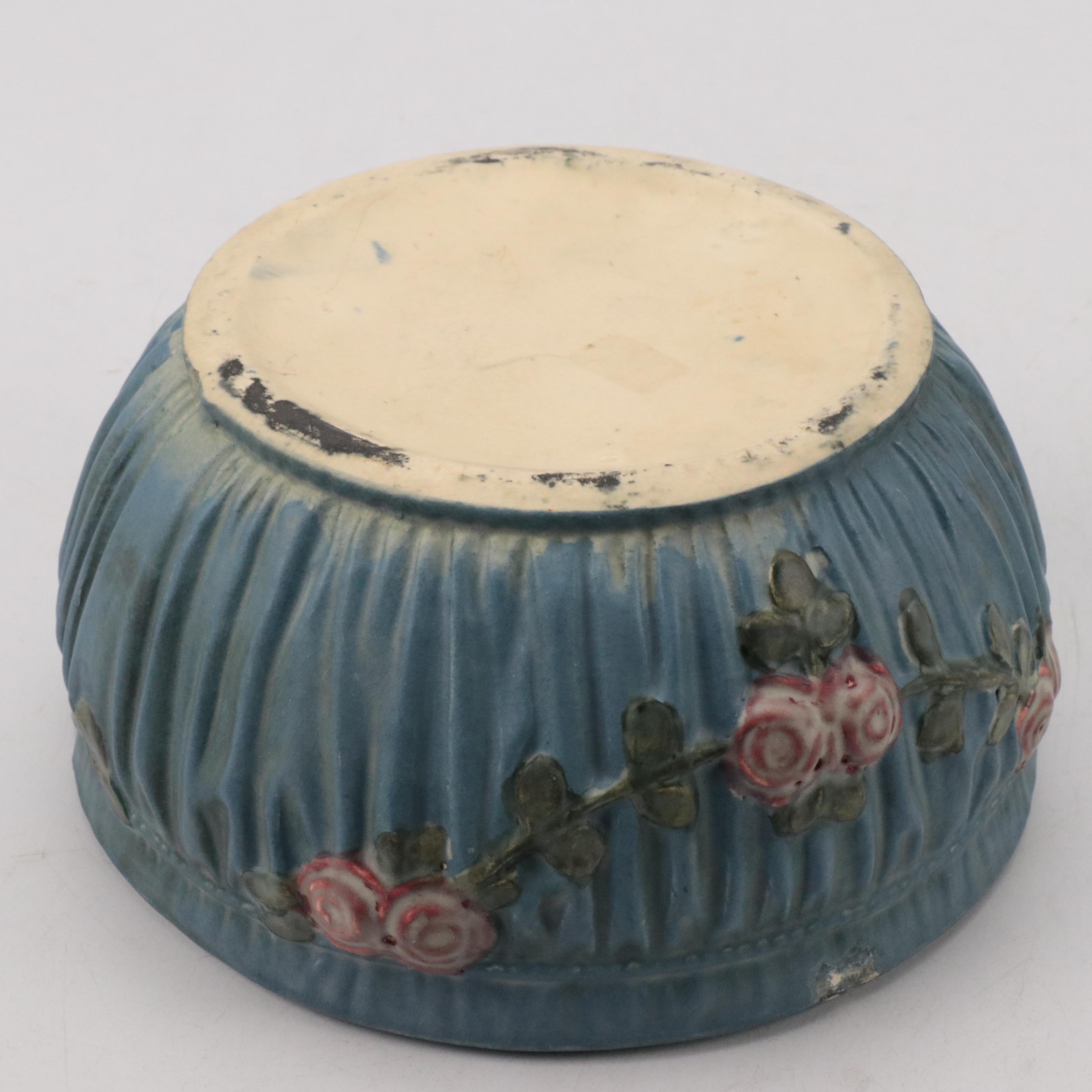 Burley Winter and Weller "Blue Drapery" Vases and Bowl, Early 20th Century