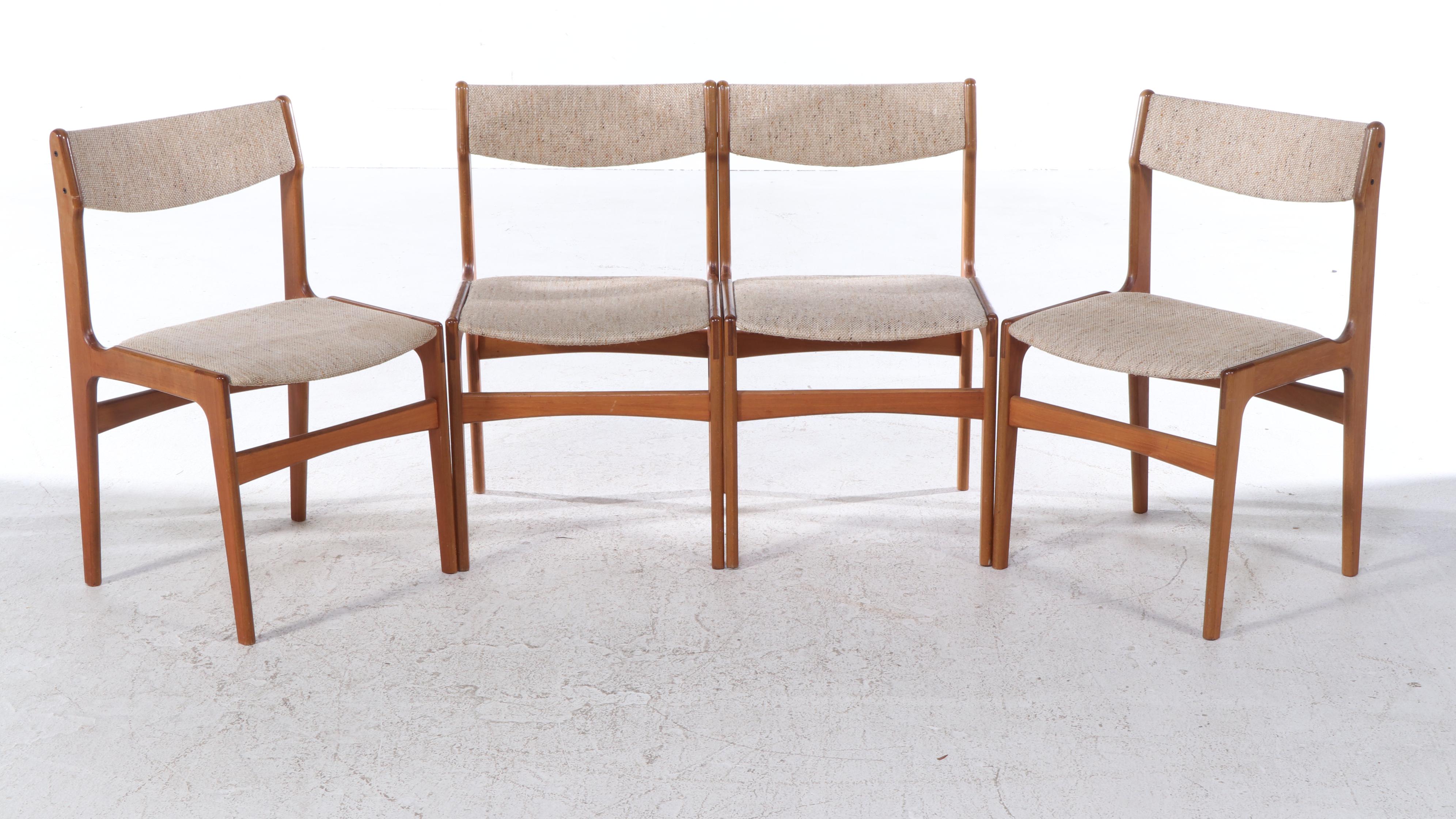 Danish Modern Teak Dinette Table with Four Upholstered Side Chairs, 1980s