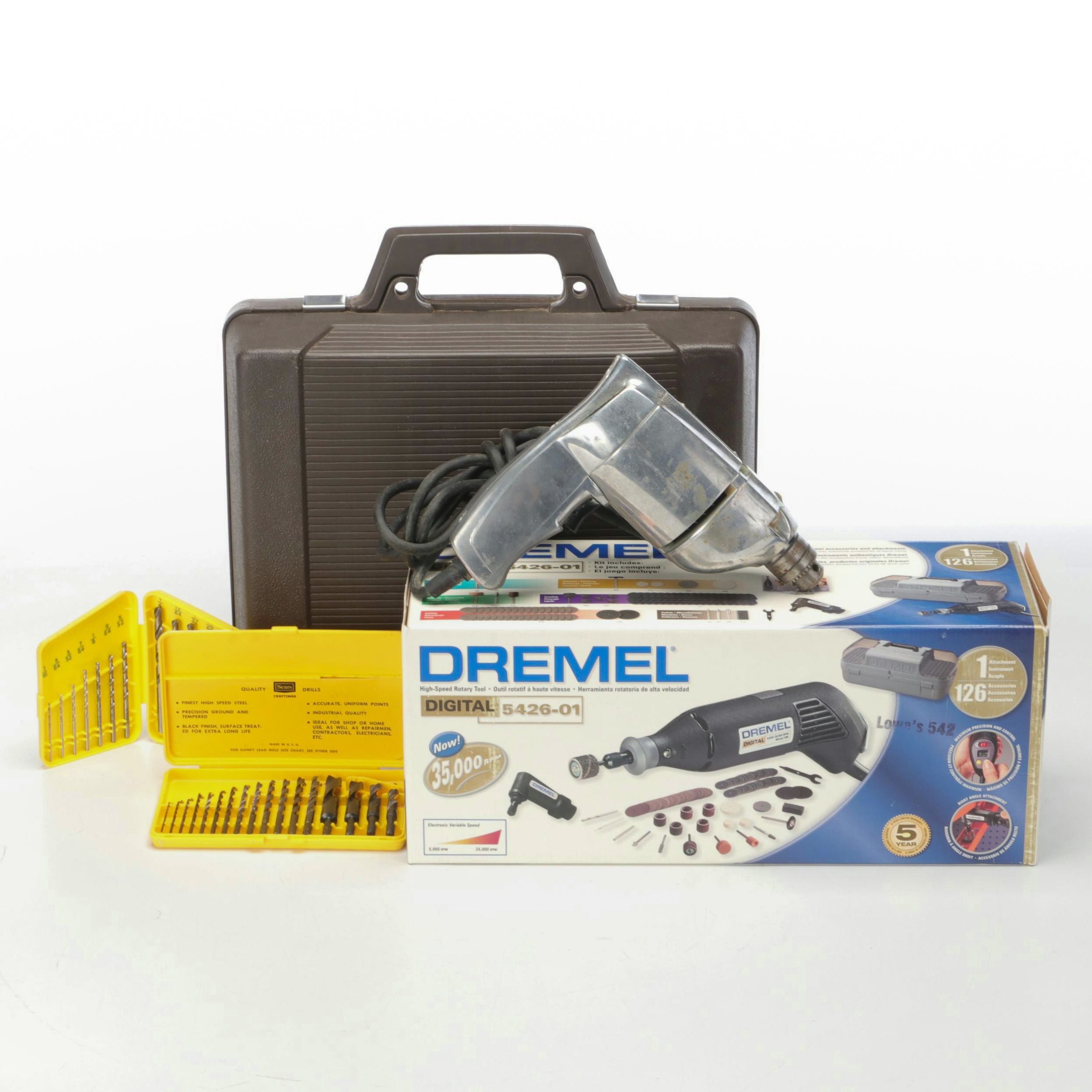 Dremel Digital High Speed Rotary Tool With Heads, Case, Craftsman Drill and Bits
