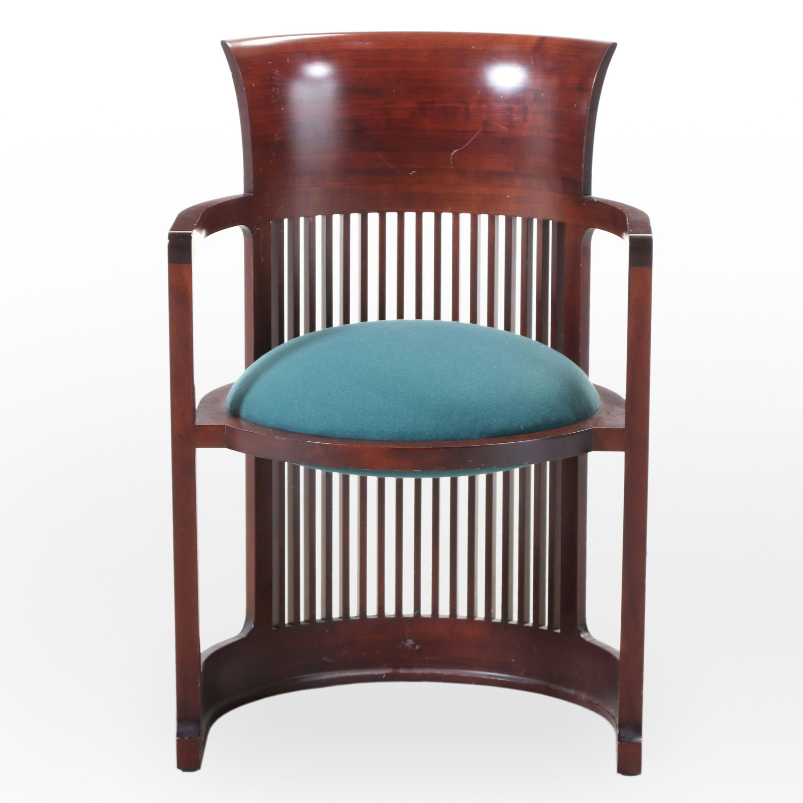 Frank Lloyd Wright for Cassina "Taliesin" Cherrywood Barrel Chair, Dated 1986
