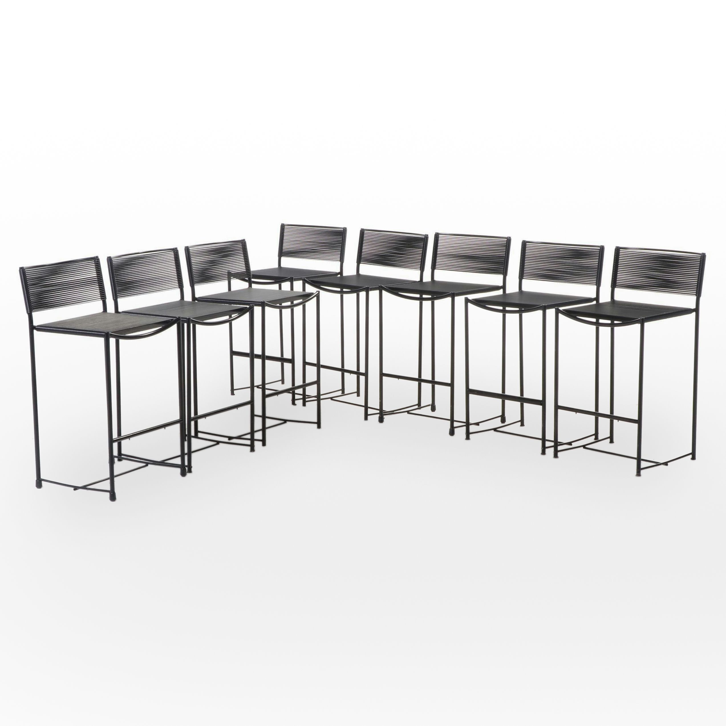 Eight Giandomenico Belotti for Alias "Spaghetti" Steel and PVC Counter Stools
