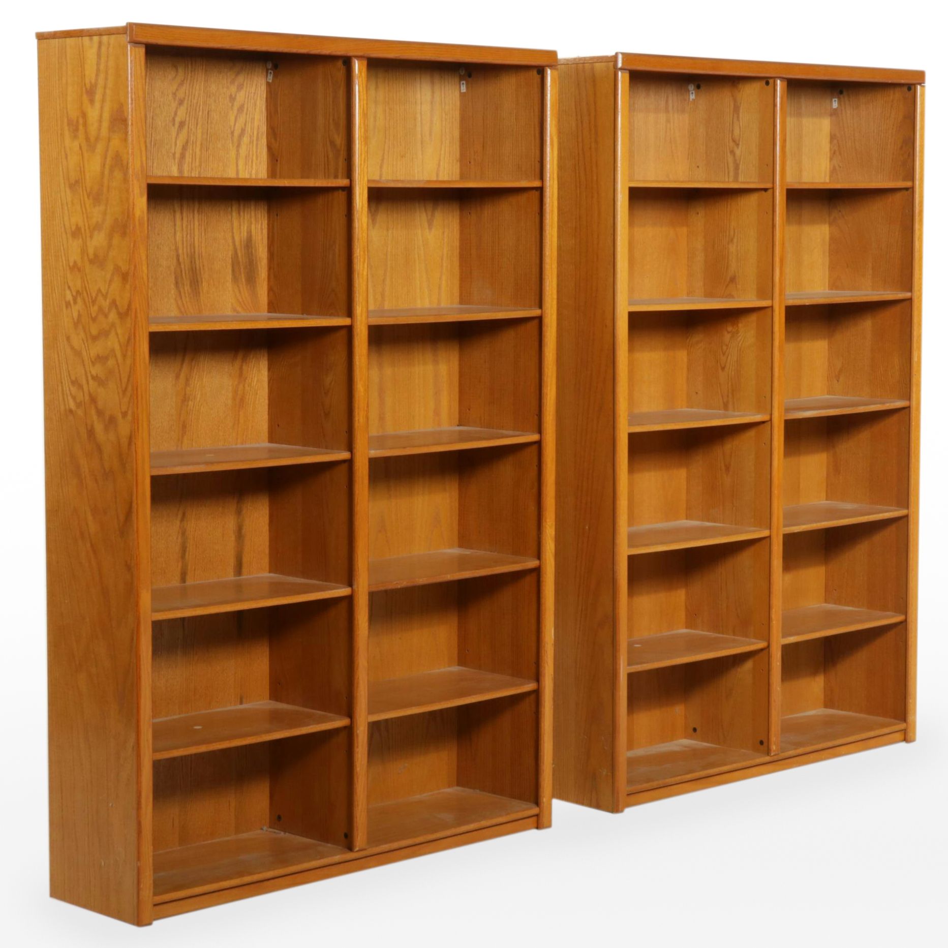Pair of Modernist Style Oak Double Bookcases