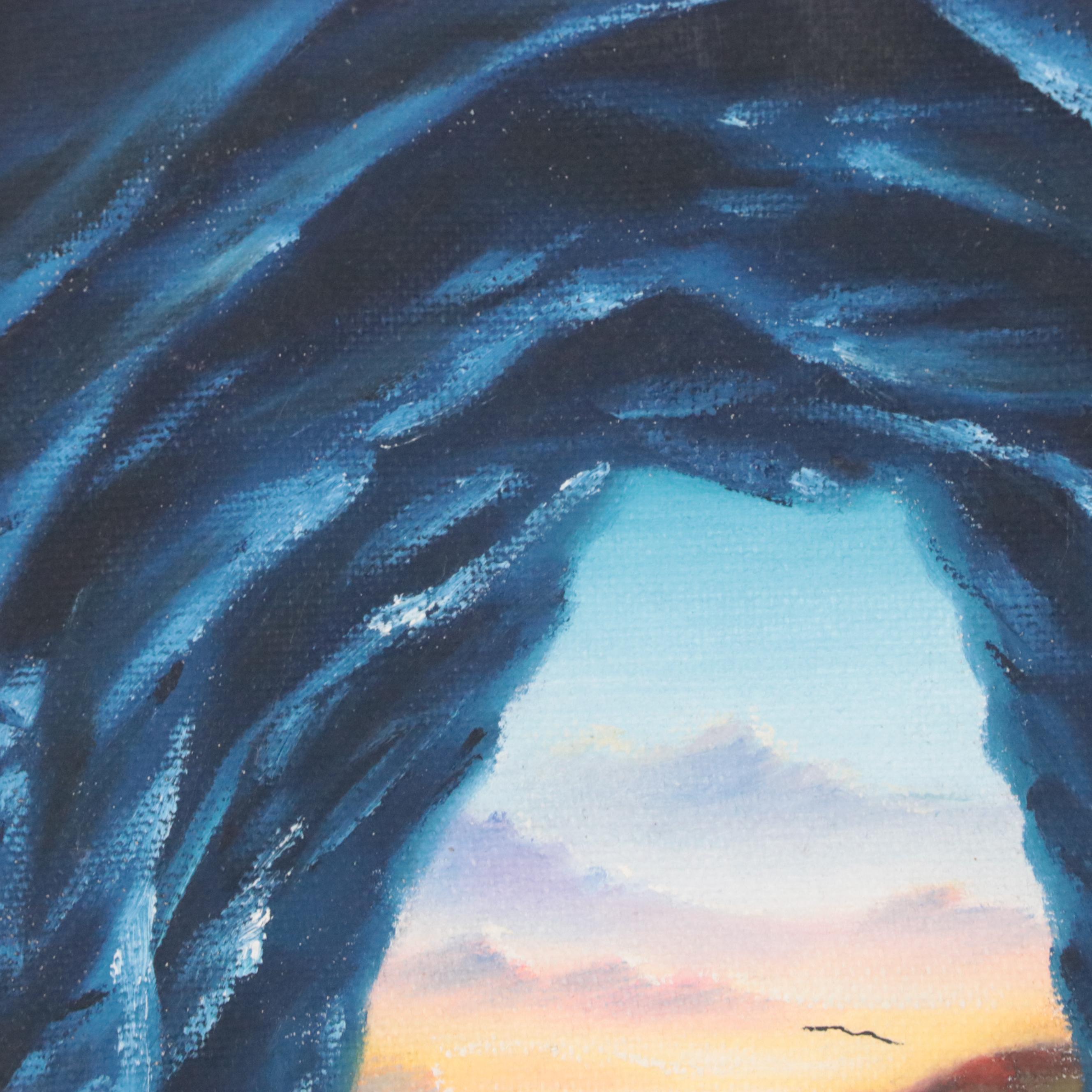 Pasteur Oil Painting of a Seascape at Sunset