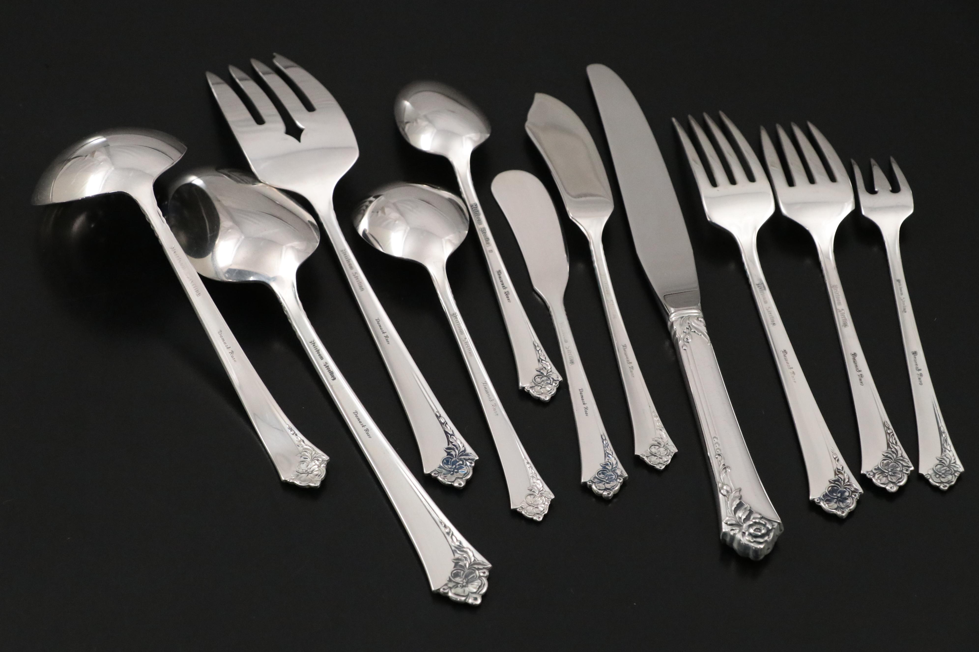 Oneida Heirloom "Damask Rose" Sterling Silver Flatware