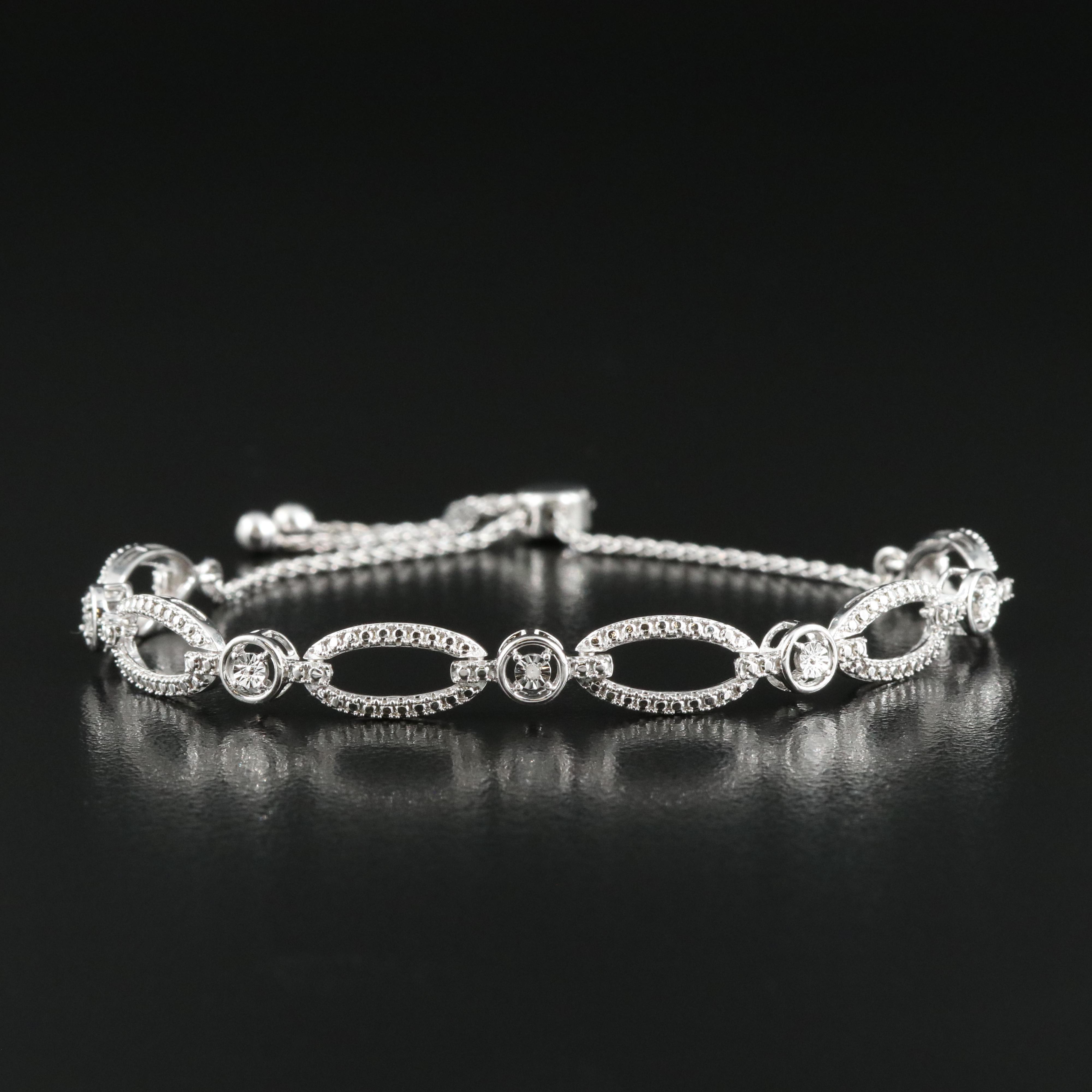 Sterling Diamond Bolo Bracelet