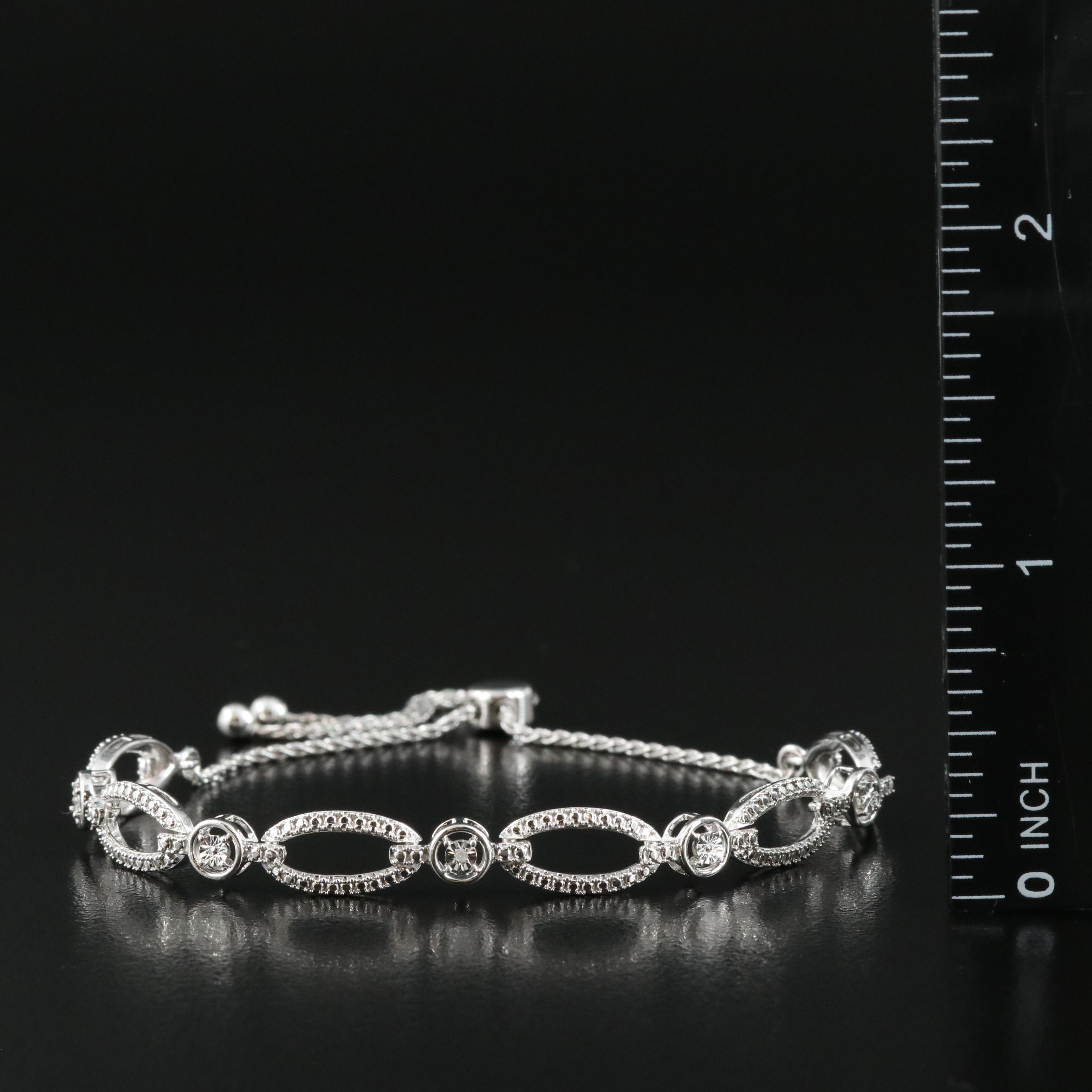 Sterling Diamond Bolo Bracelet