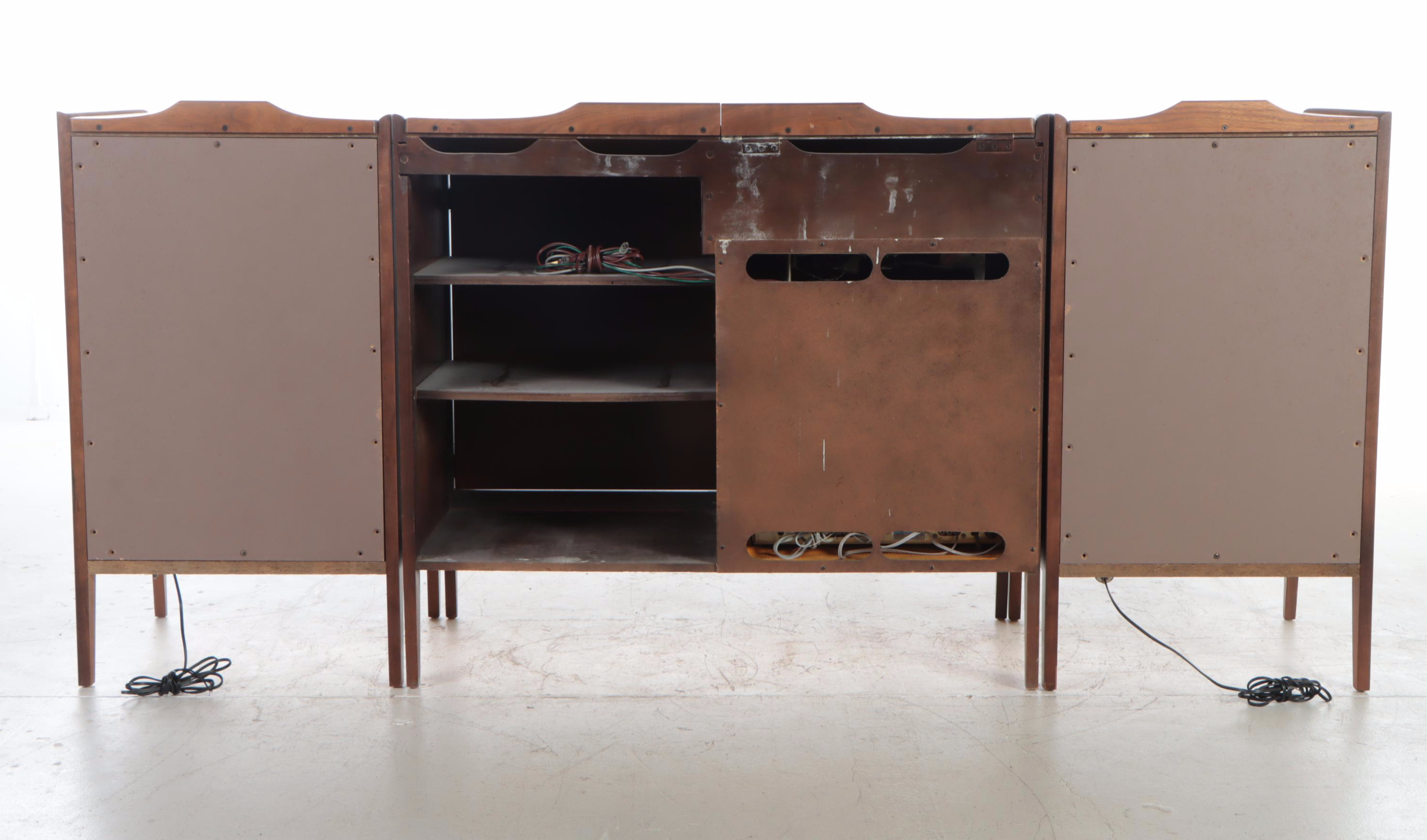 Mid-Century Stereo Cabinet and Speakers with Garrard and Daystrom Components