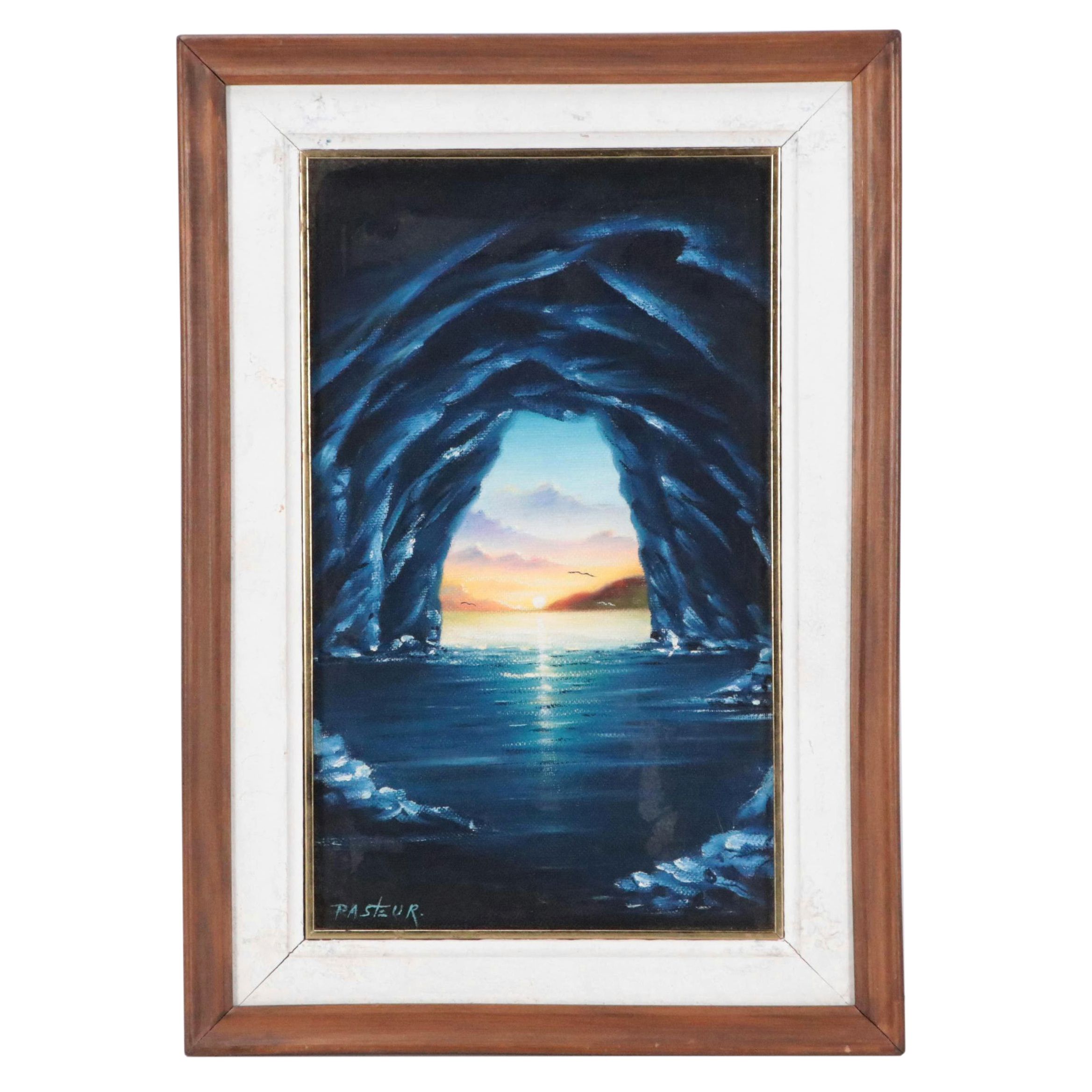 Pasteur Oil Painting of a Seascape at Sunset