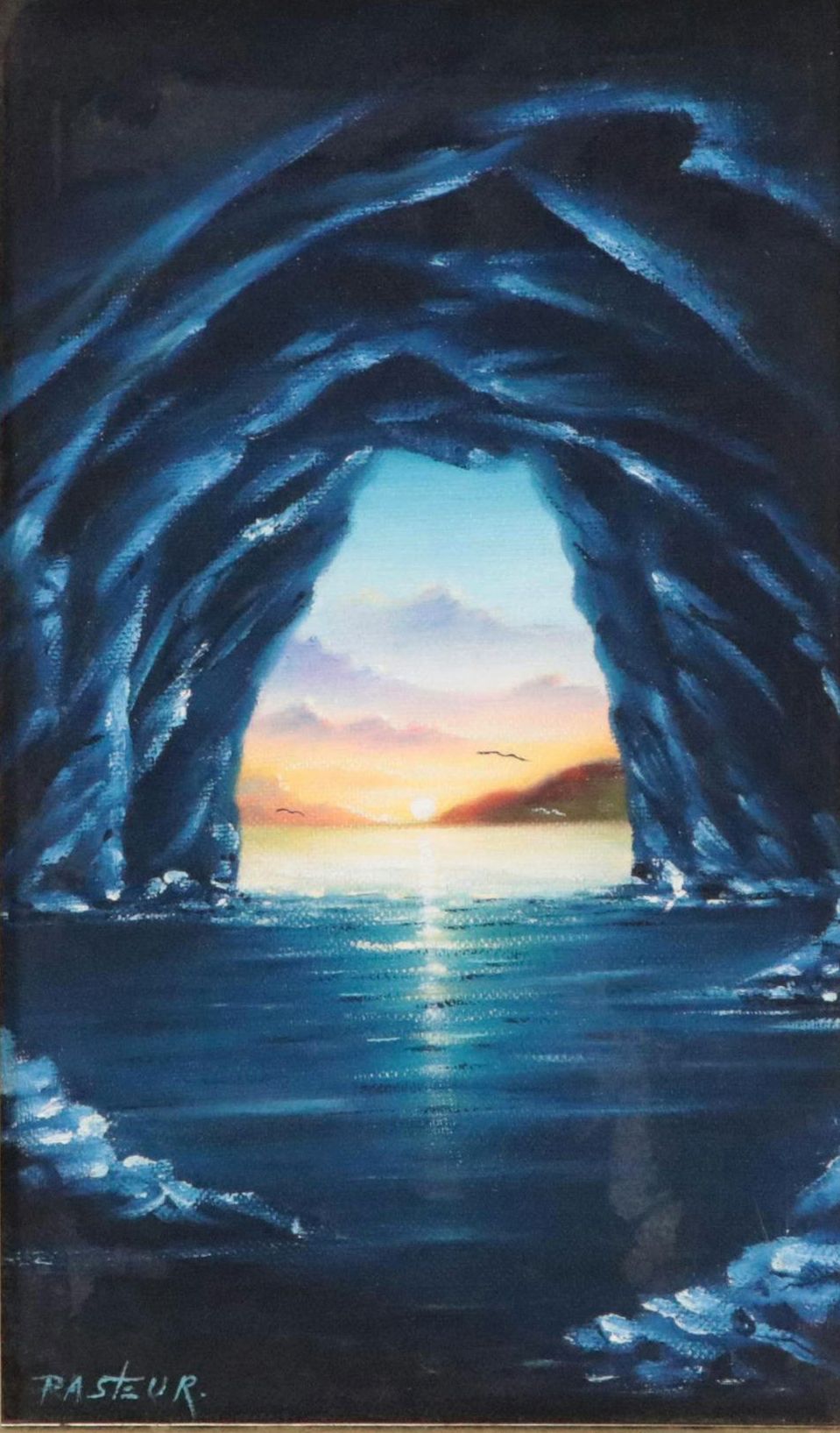 Pasteur Oil Painting of a Seascape at Sunset