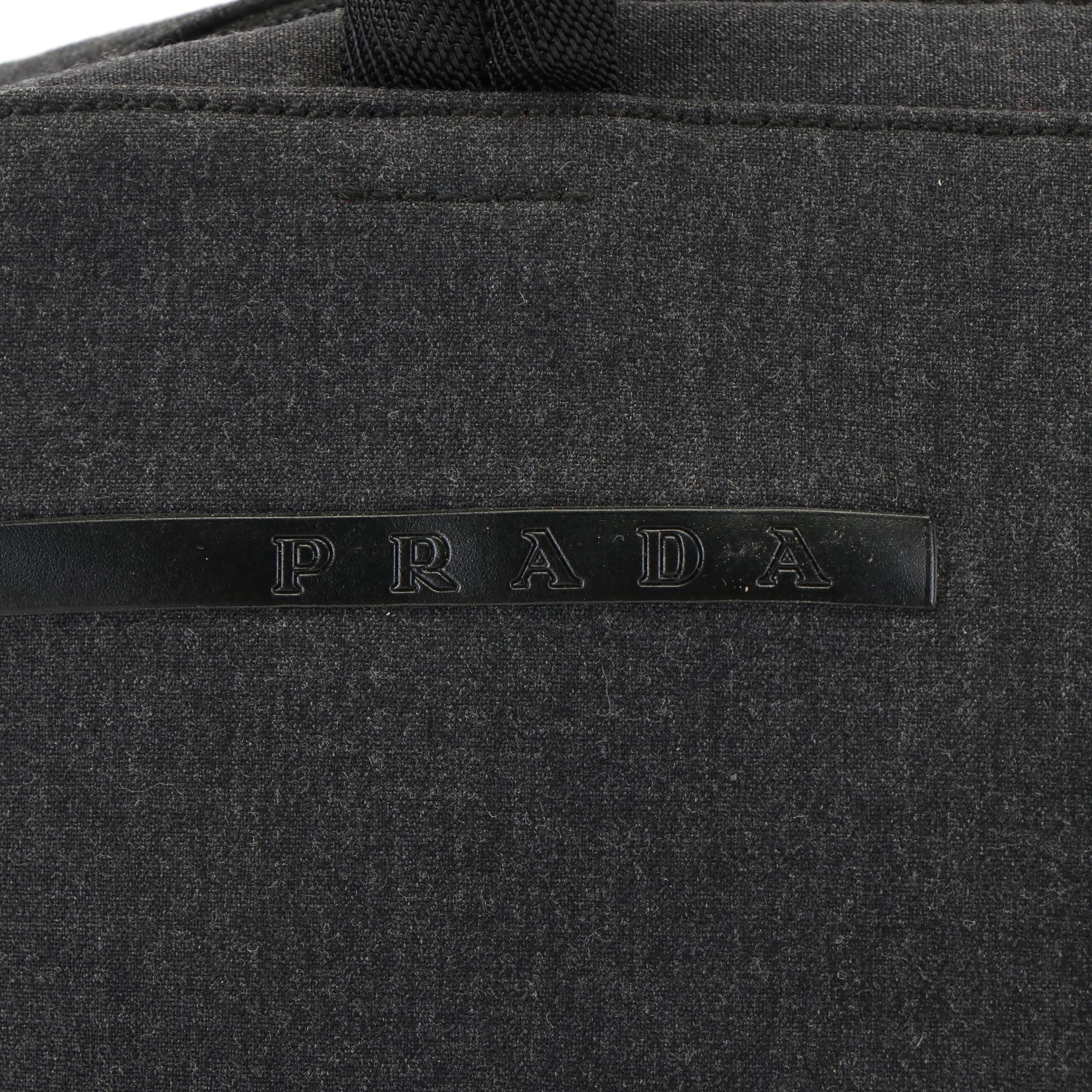 Prada Sport Leather Logo Grey Microfiber Handbag