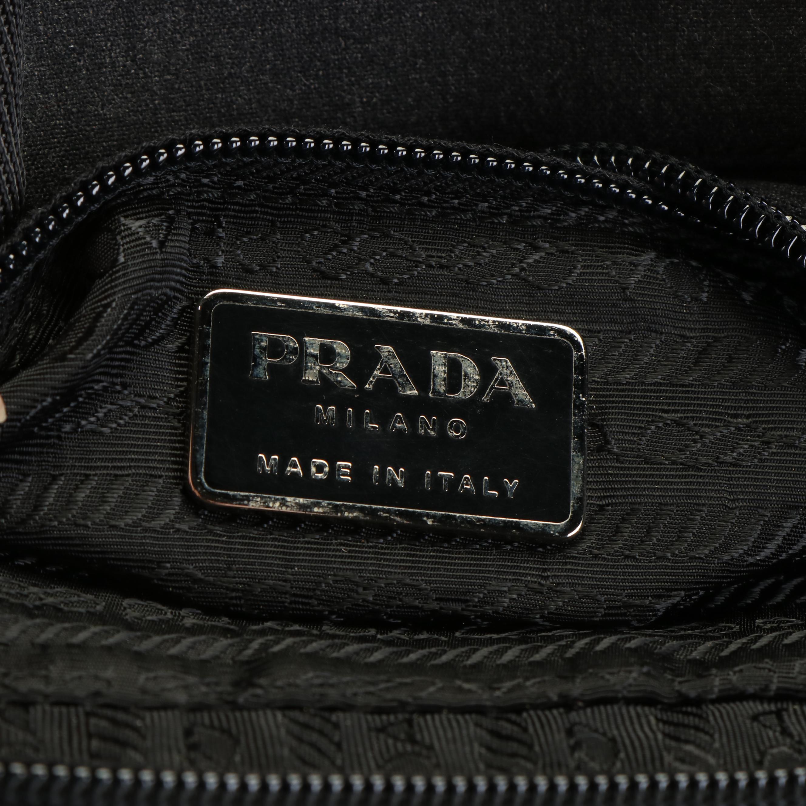 Prada Sport Leather Logo Grey Microfiber Handbag