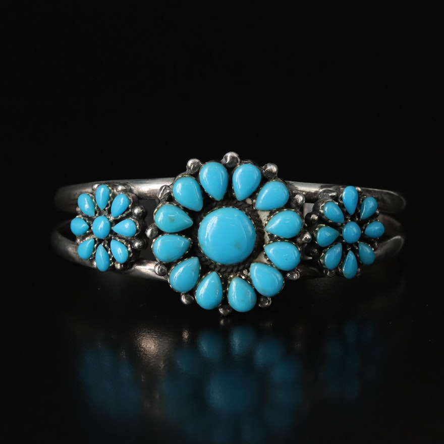 Western Style Sterling Faux Turquoise Cuff