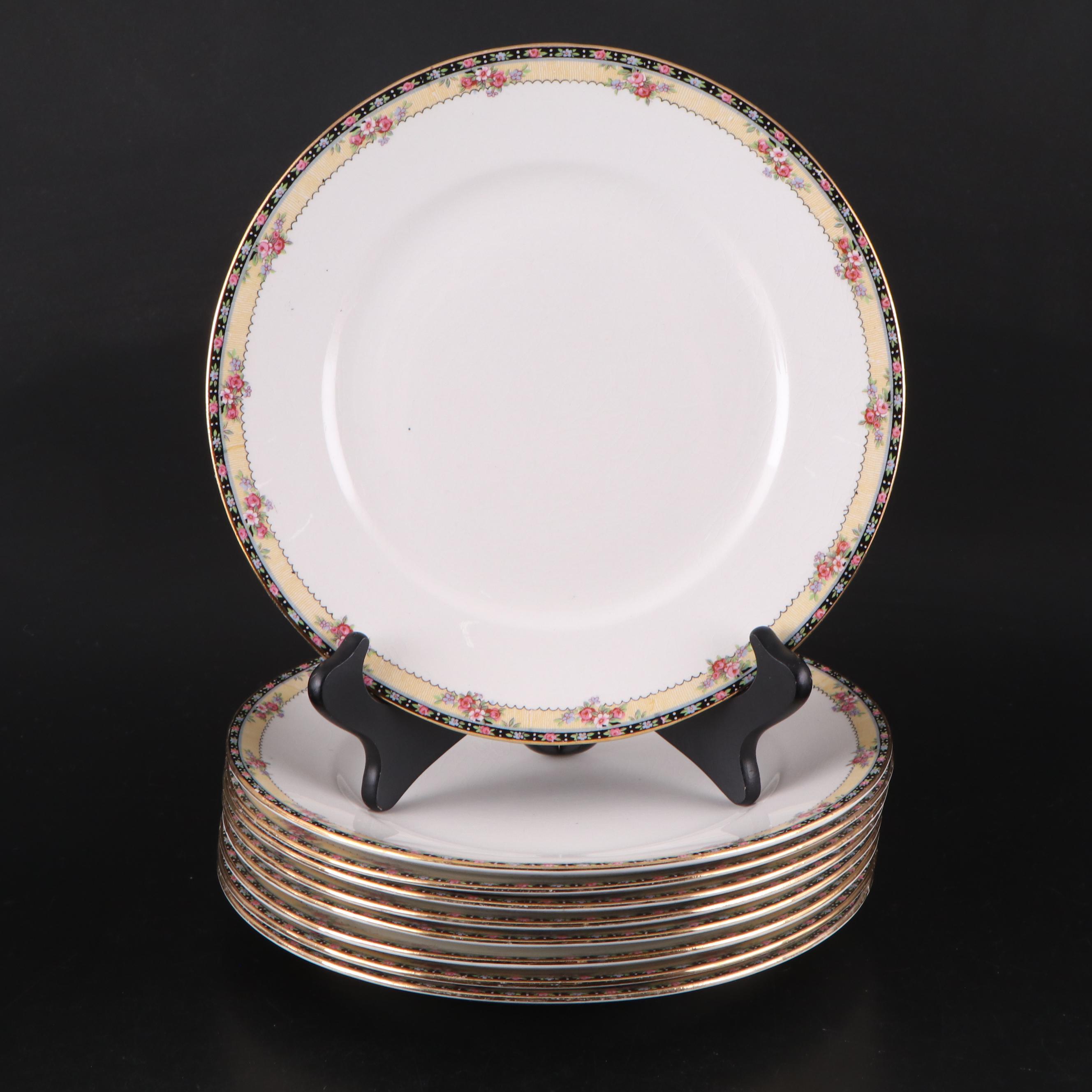 Homer Laughlin Gilt Rimmed Ceramic Floral Dinnerware, 1930