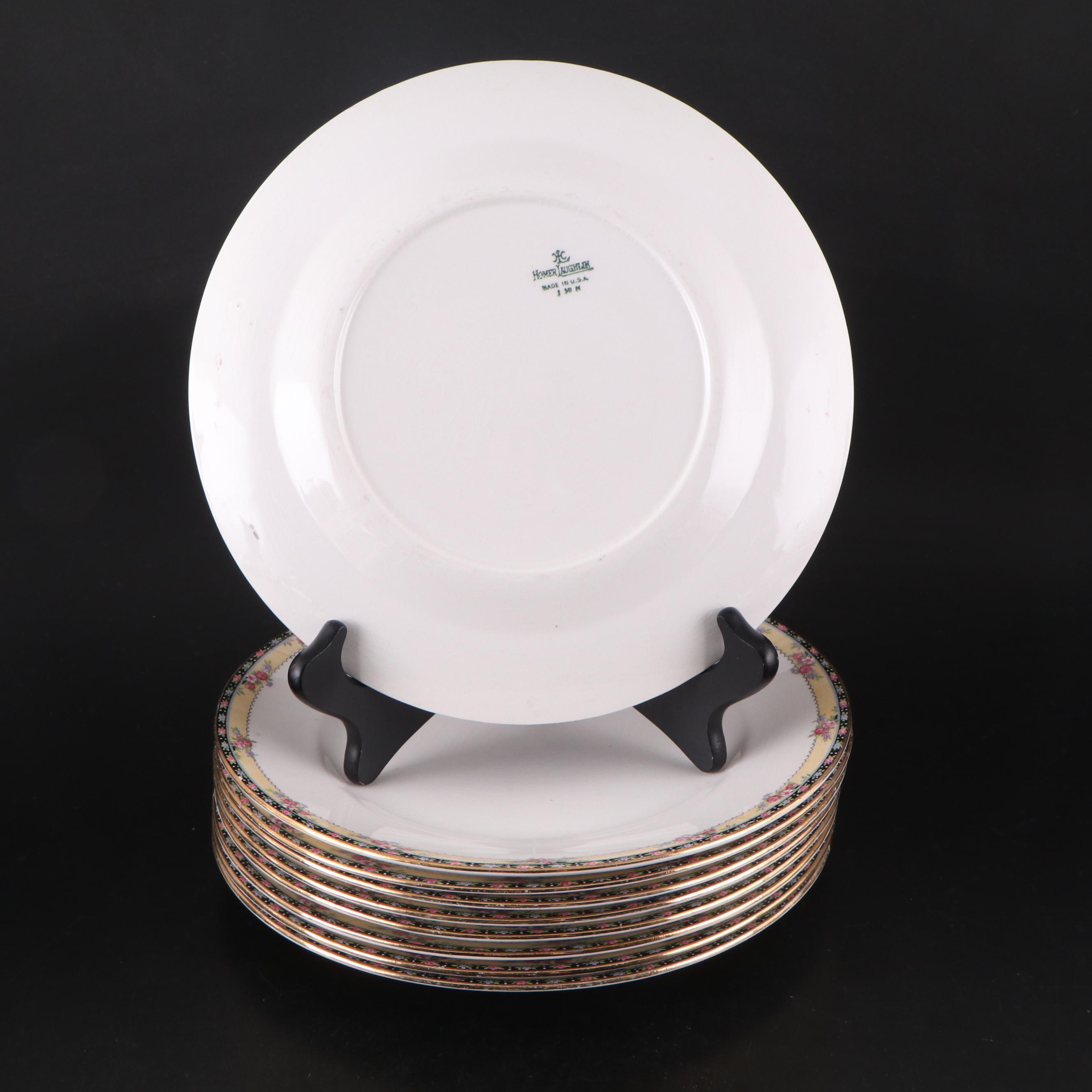 Homer Laughlin Gilt Rimmed Ceramic Floral Dinnerware, 1930
