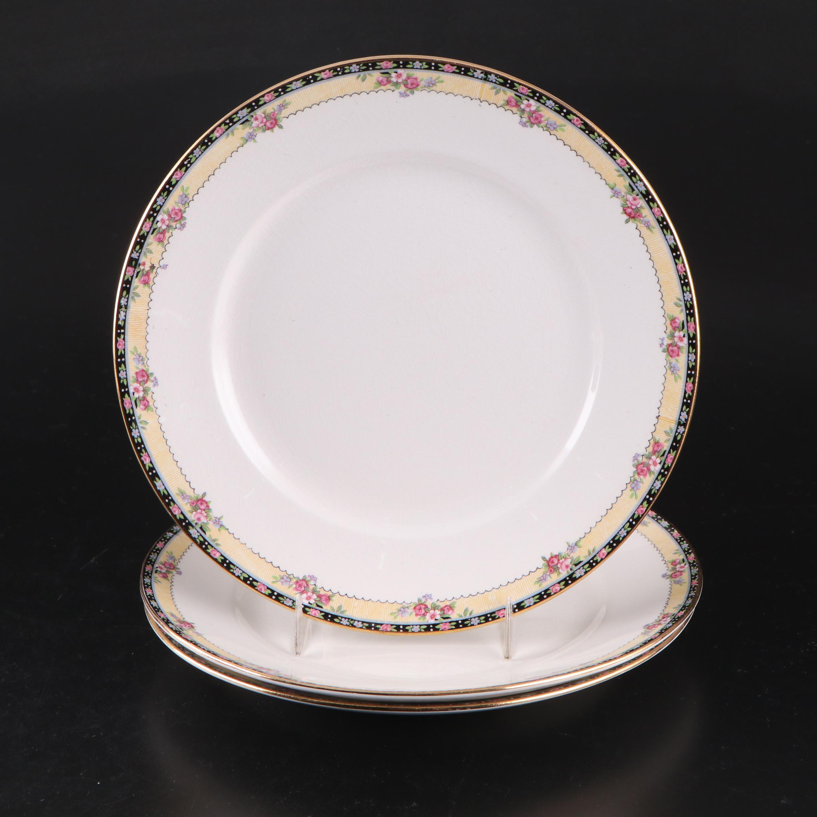 Homer Laughlin Gilt Rimmed Ceramic Floral Dinnerware, 1930