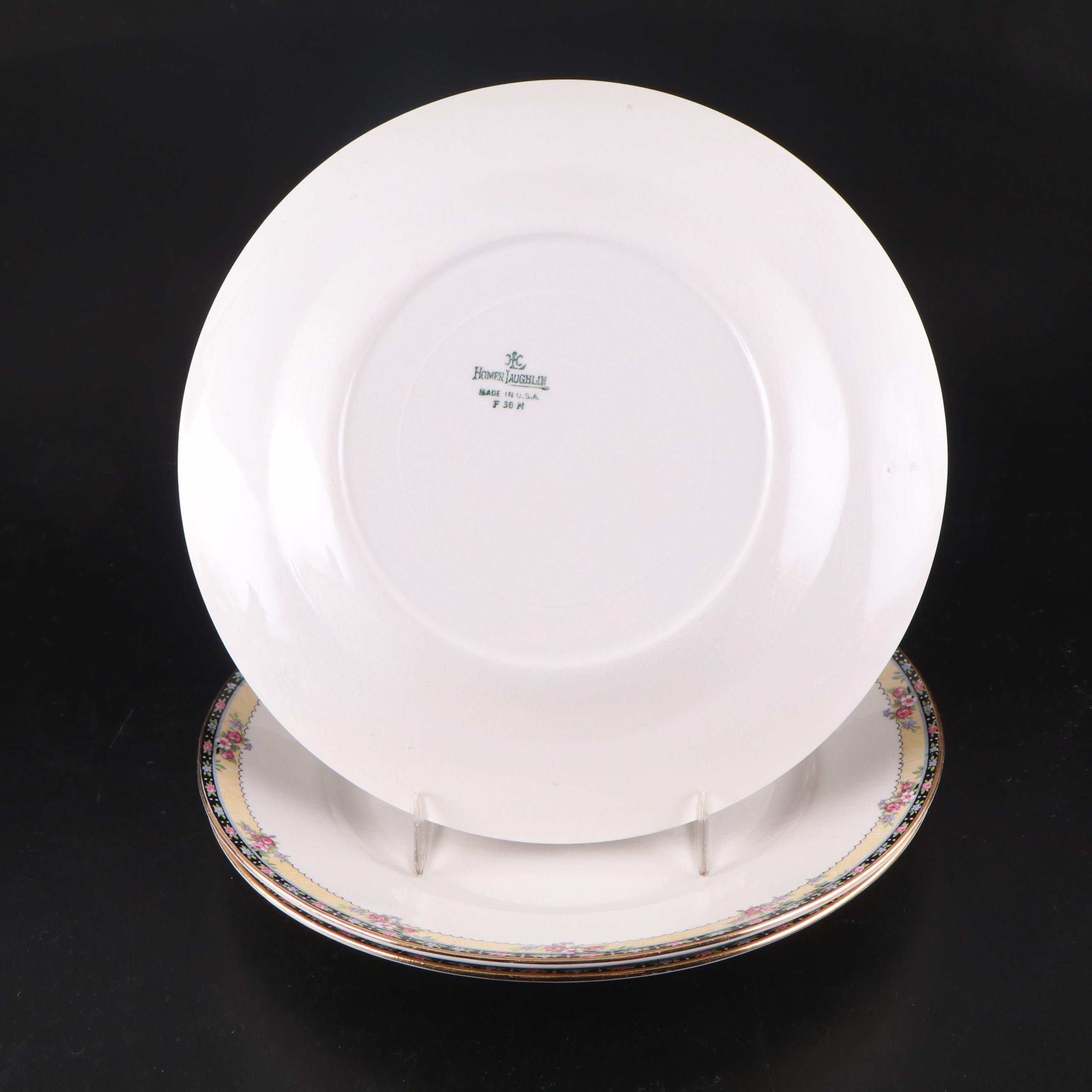 Homer Laughlin Gilt Rimmed Ceramic Floral Dinnerware, 1930
