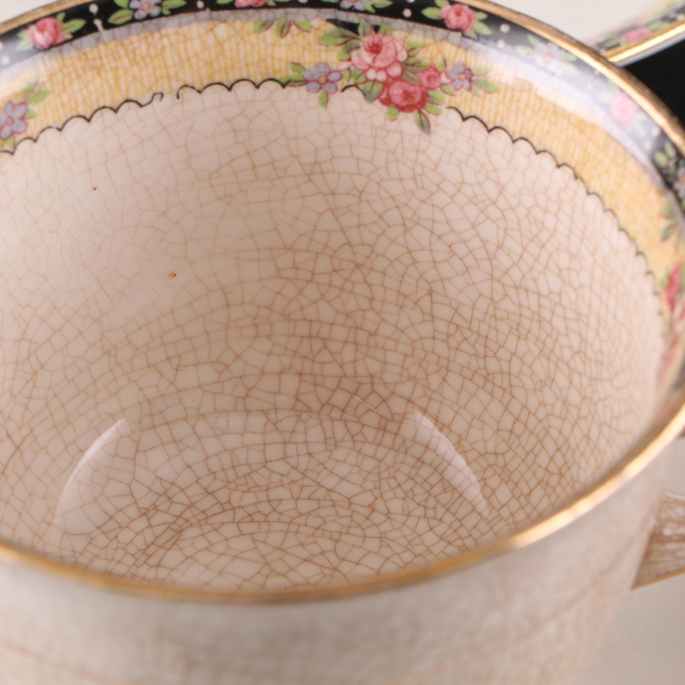 Homer Laughlin Gilt Rimmed Ceramic Floral Dinnerware, 1930