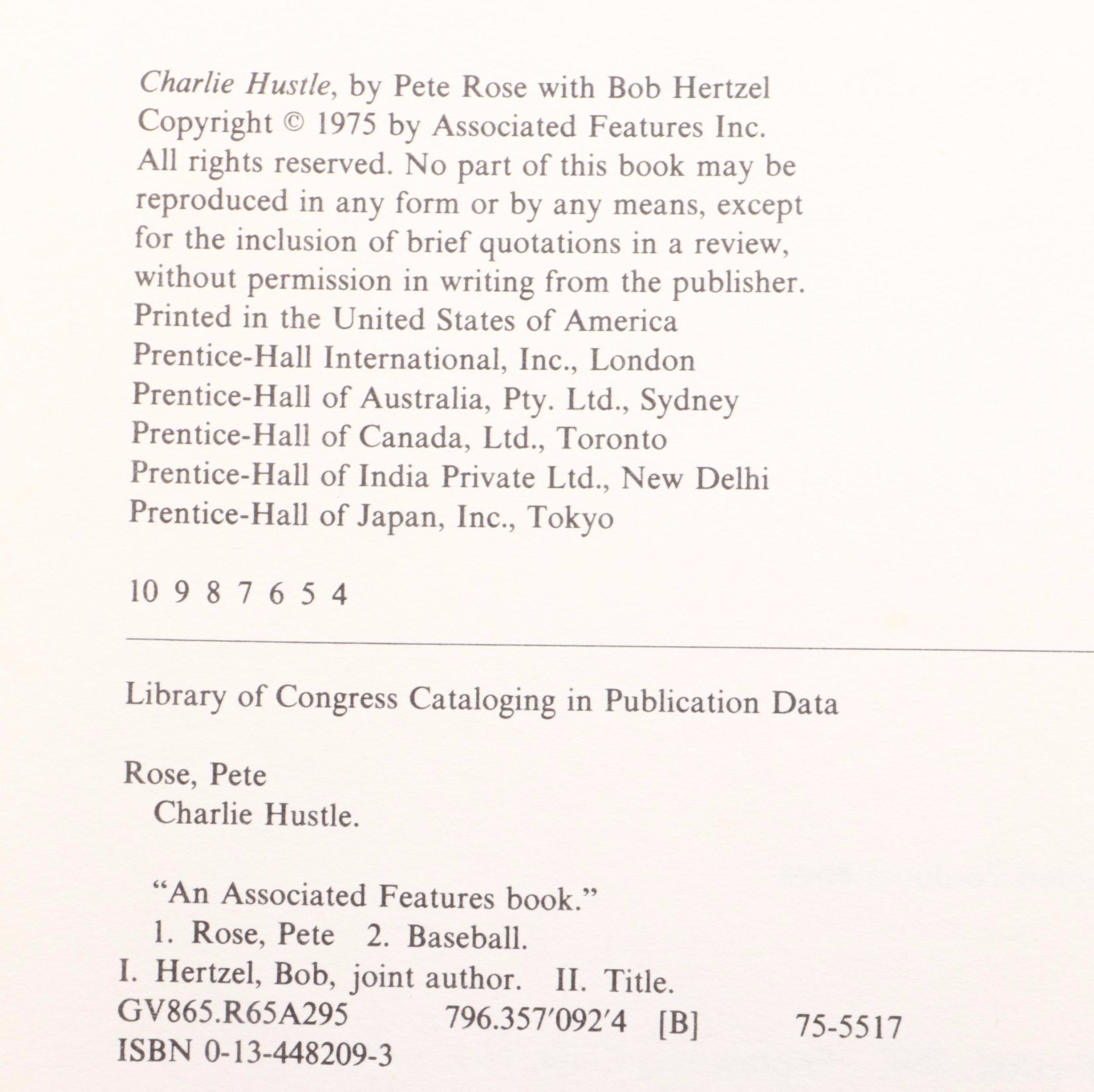 Pete Rose Signed "Charlie Hustle" Book with Mini Bats, Eagles Medallion, More