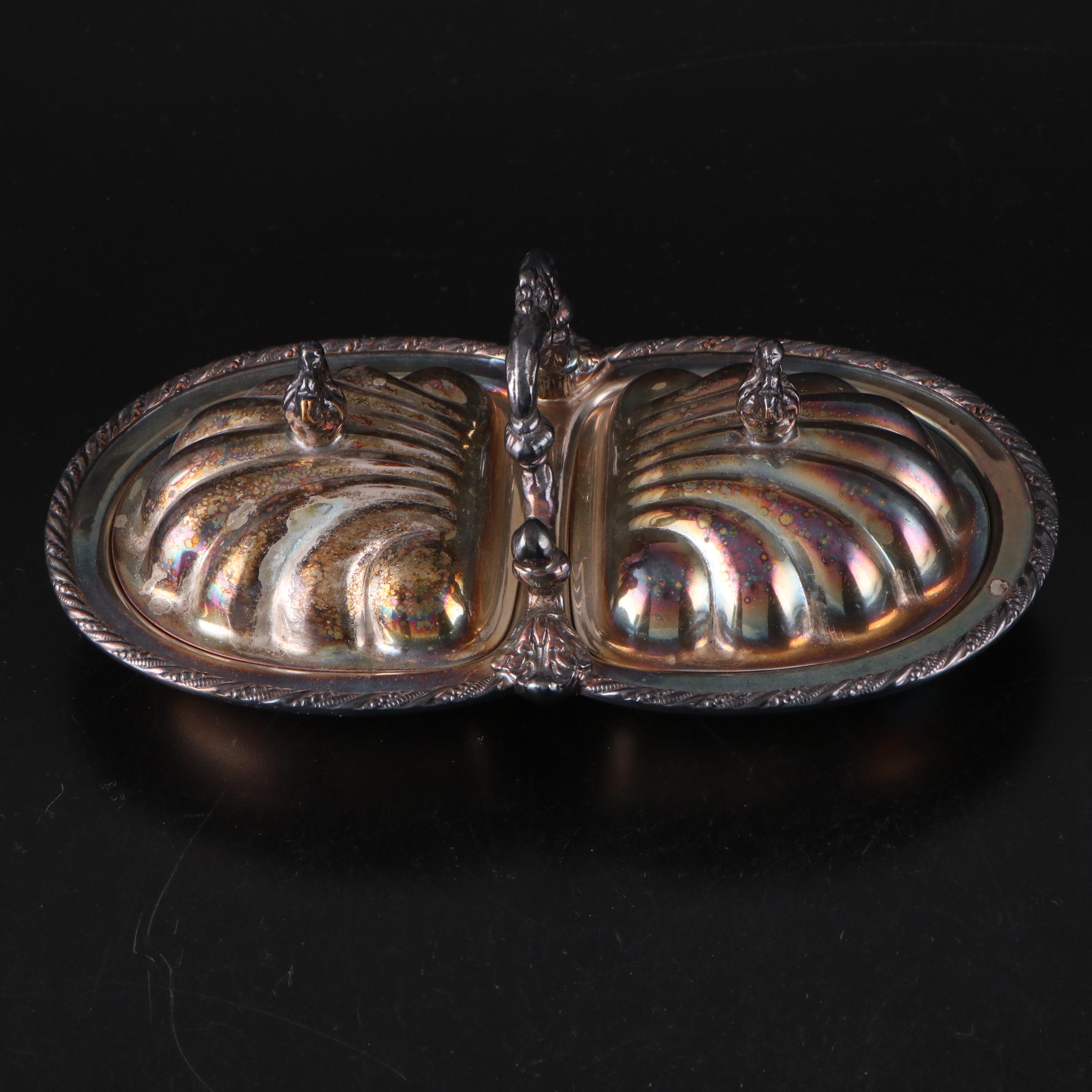 Forbes Silver Co. Reproduction Silver Plate Pierced Tray with Other Silver Plate