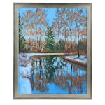 Jay Wilford Landscape Oil Painting "Winter Creek," 21st Century